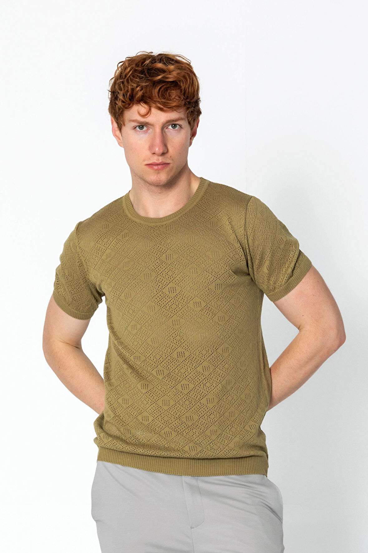 Erkek Regular Fit Bisiklet Yaka Rahat Örme T-shirt
