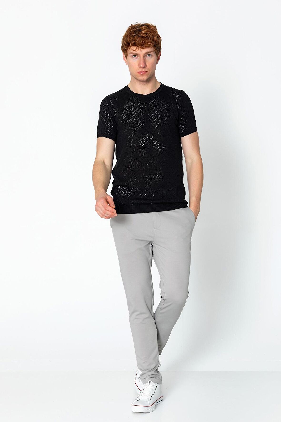 Erkek Regular Fit Bisiklet Yaka Rahat Örme T-shirt