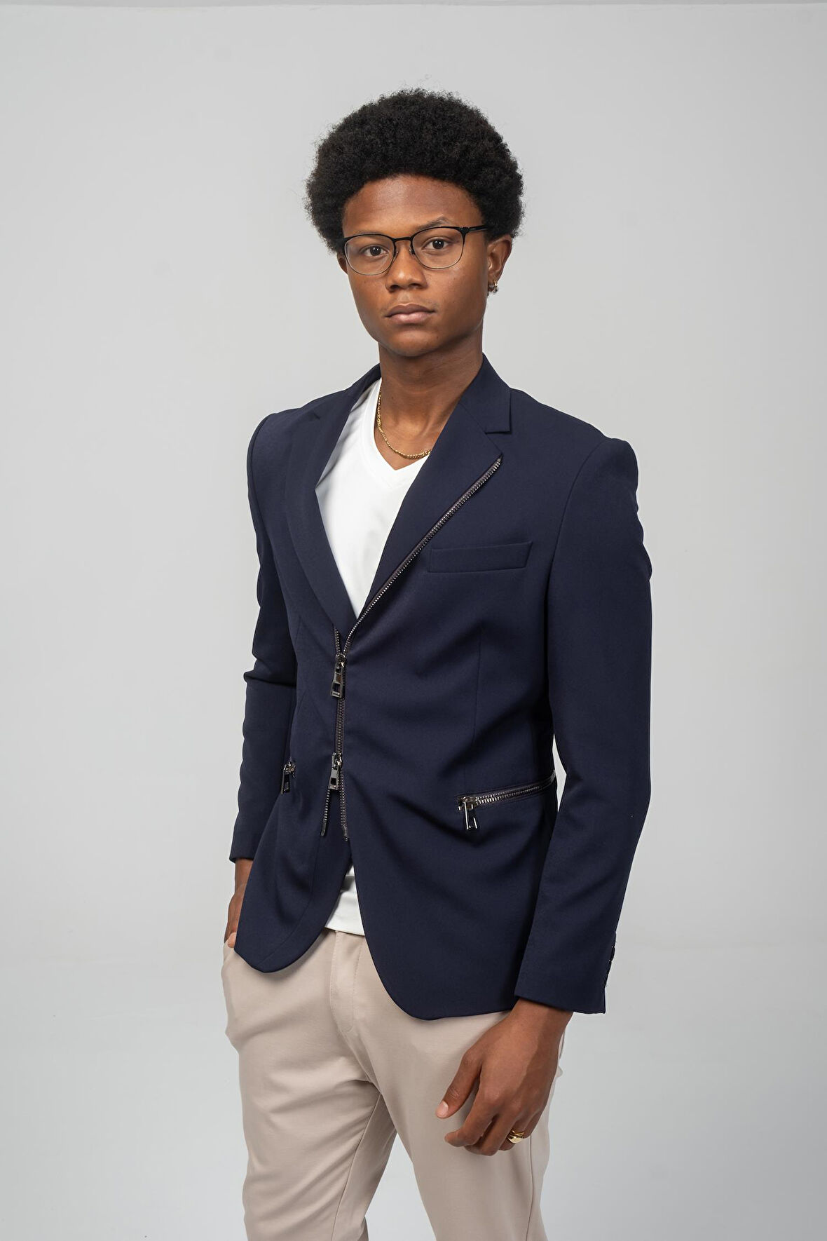 CEKMON Erkek Çift Yönlü Açılır Fermuarlı Rahat Ceket