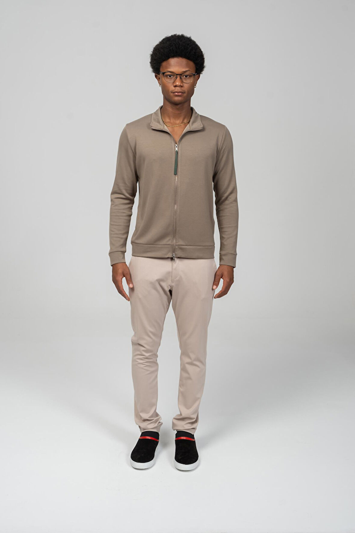 Erkek Teknolojik Kumaş İpeksi Pamuk Düz Önü Çift Fermuar Detaylı Hırka