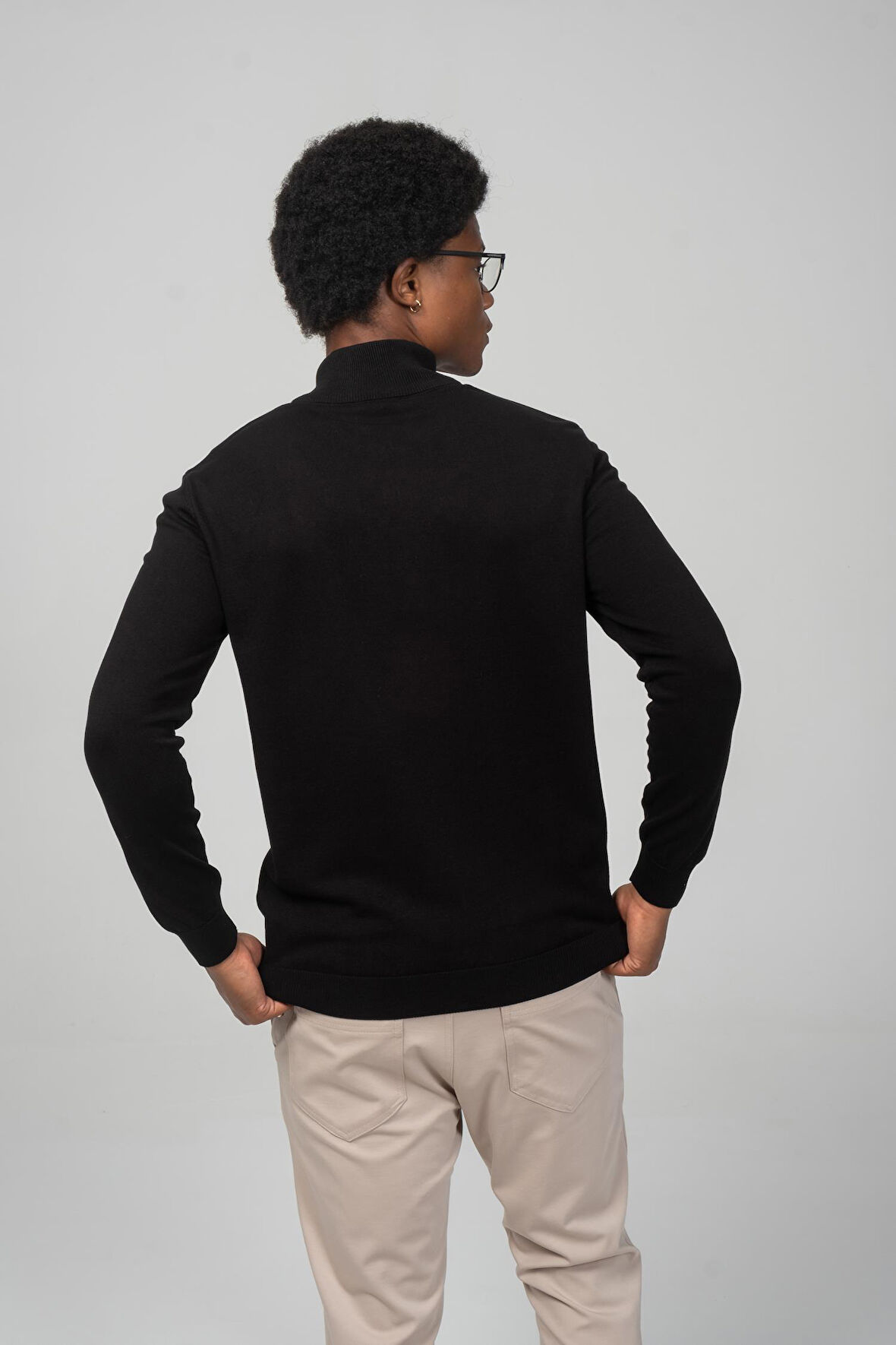 Erkek Yarım Balıkçı Yaka Fermuarlı Yumuşak Dokulu Mevsimlik Triko Kazak