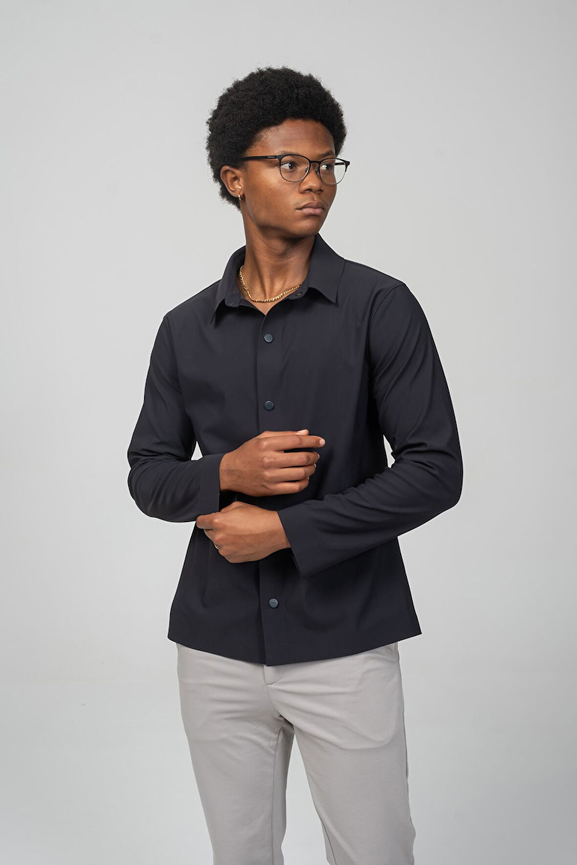 Erkek Dikişsiz Detaylı Çıt Çıtlı Baharlık Gömlek Model Ceket