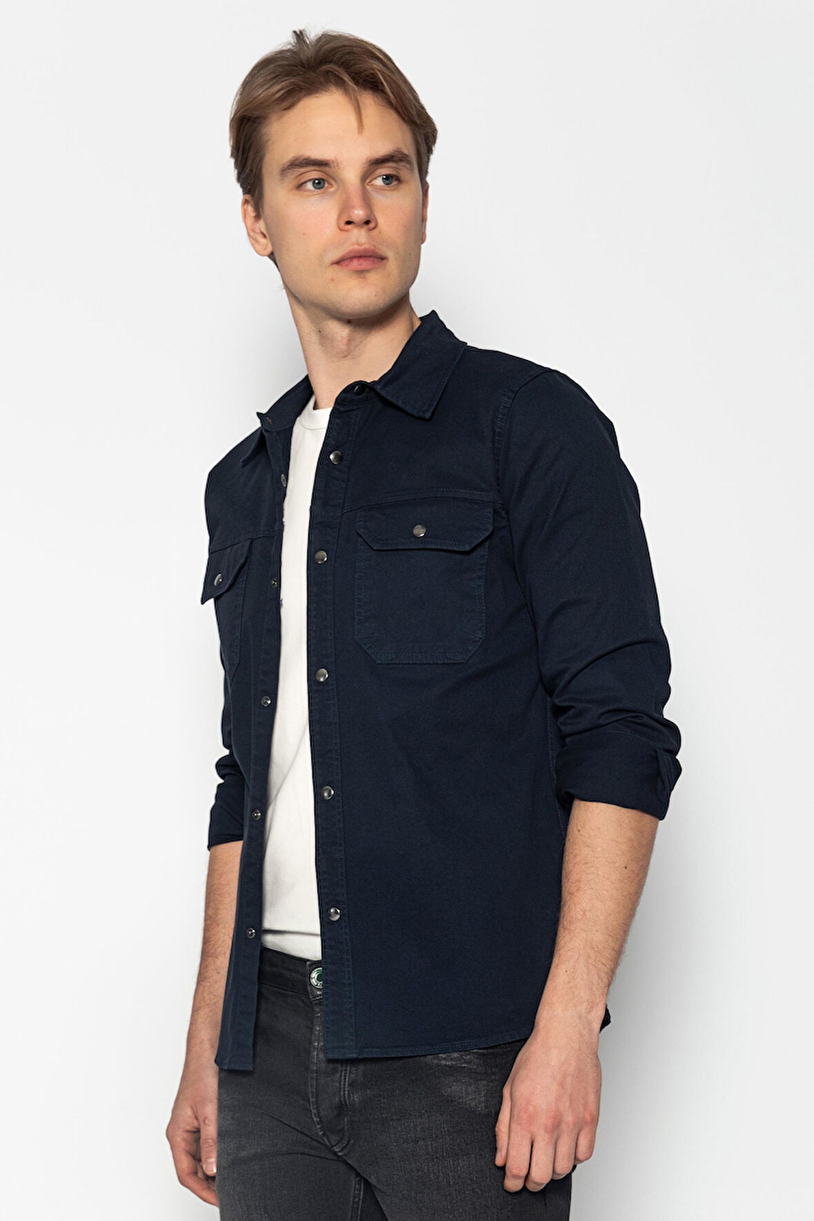 Erkek Regular Fit %100 Cotton Baharlık İnce Gömlek Ceket
