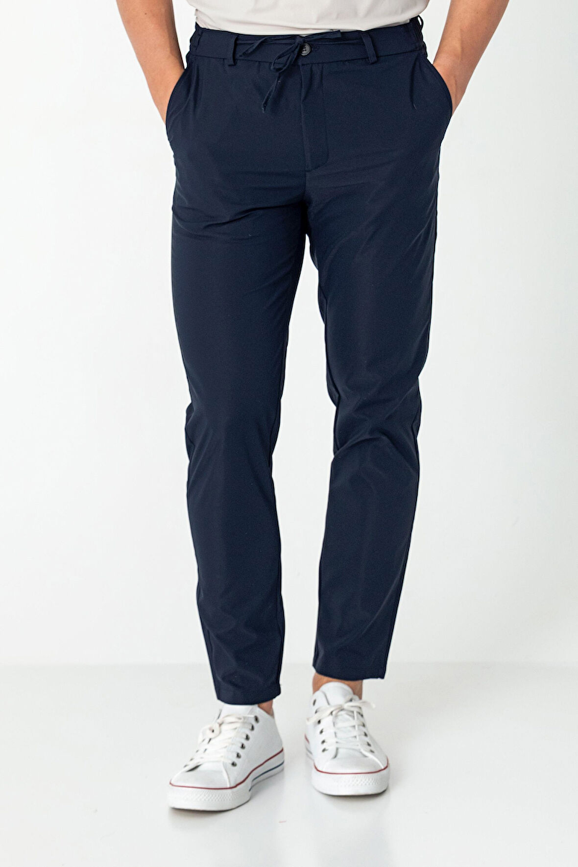 Erkek Beli Lastikli Likralı Bağcıklı Rahat Kumas Pantolon