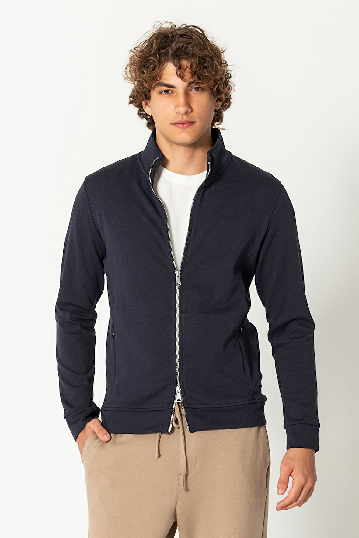 CEKMON Erkek Modern Tasarım Teknolojik Kumaş Süper Yumuşak Çift Fermuar Açılır Detaylı İnce Mont