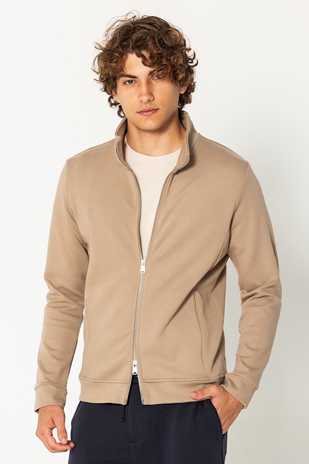 CEKMON Erkek Modern Tasarım Teknolojik Kumaş Süper Yumuşak Çift Fermuar Açılır Detaylı İnce Mont