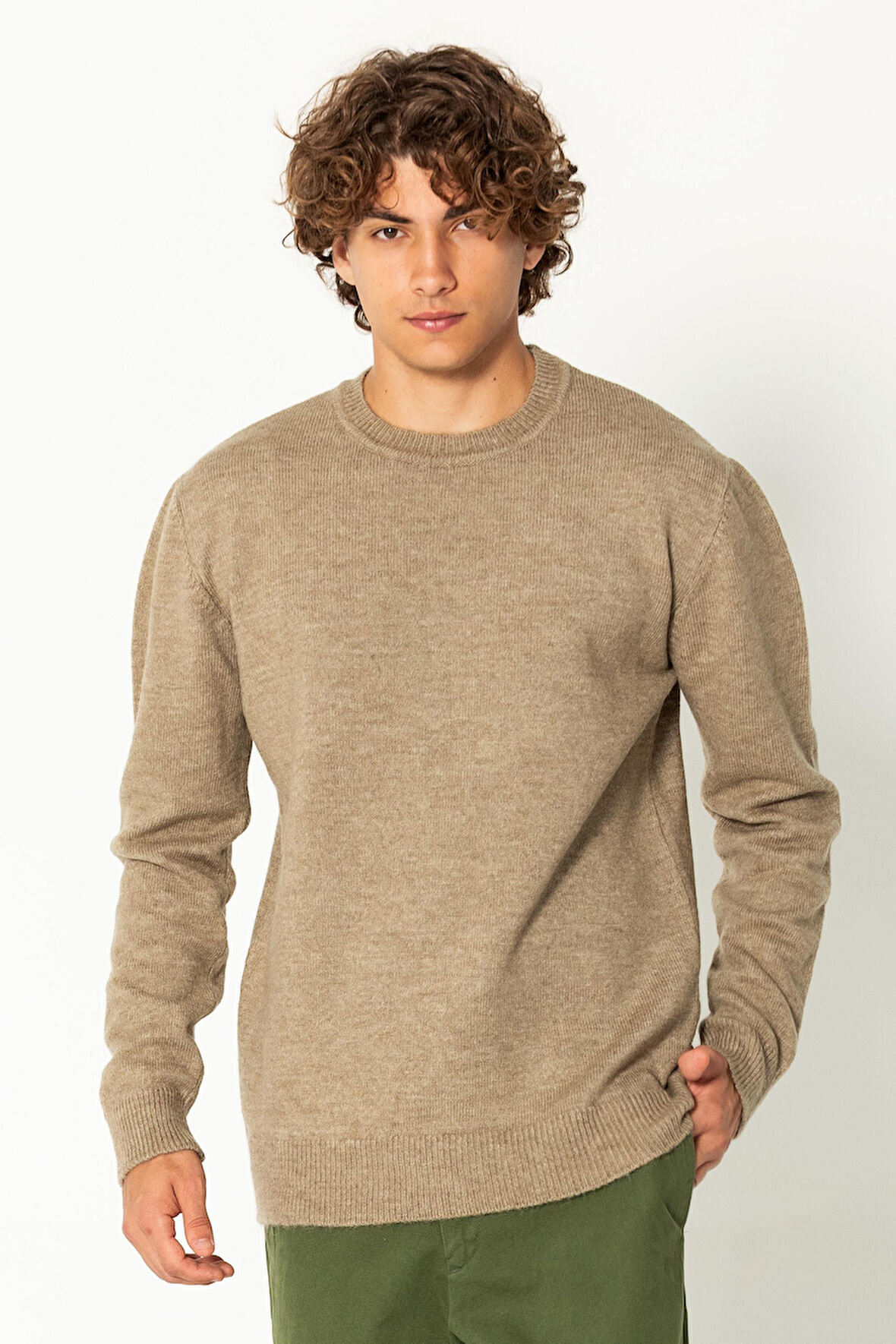 Erkek Kaşmir Dokulu Bisiklet Yaka Şık Triko Kazak