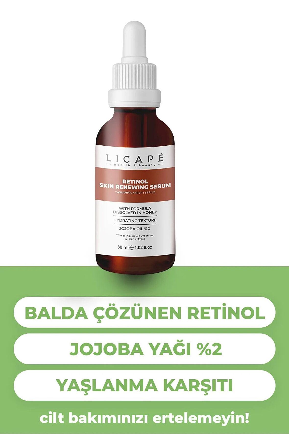 Cilt Yaşlanması Karşıtı Aydınlatıcı Retinol Serum 30ml