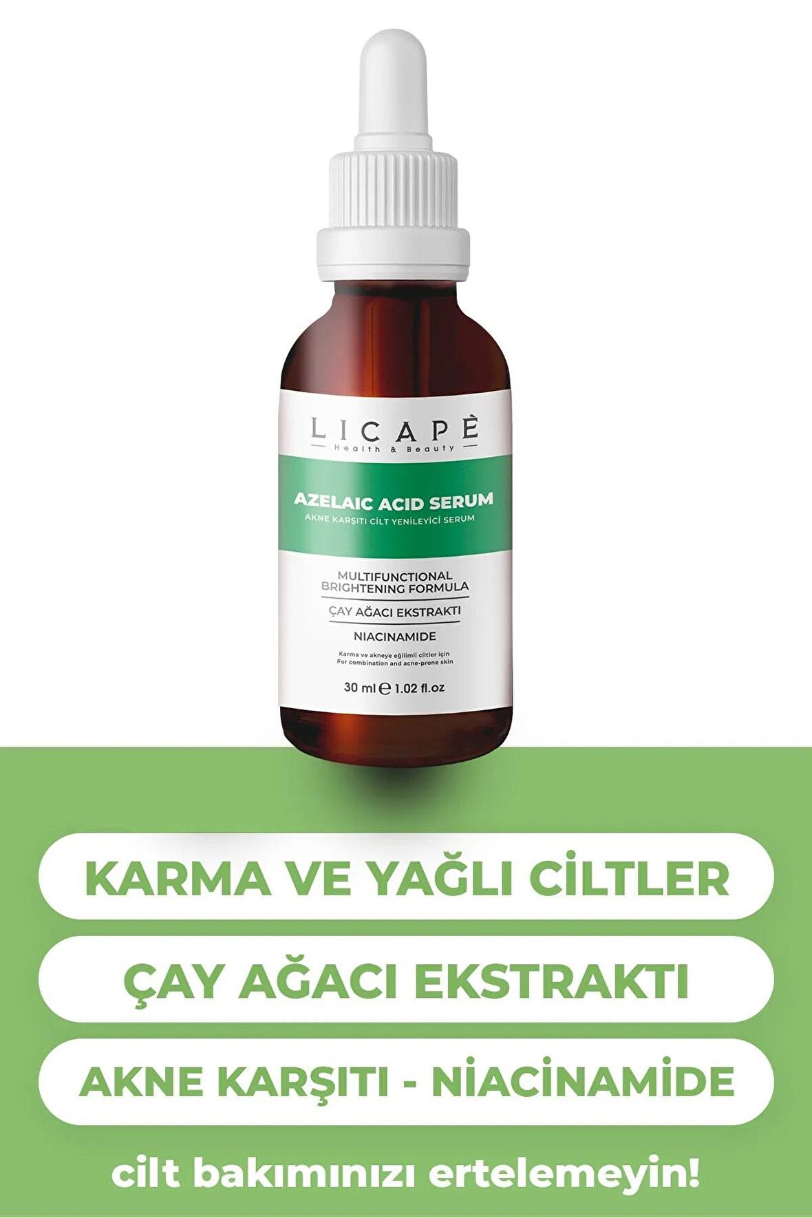 Yağlı Ve Akneli Ciltler Için Azelaic Acid Cilt Serumu 30ml