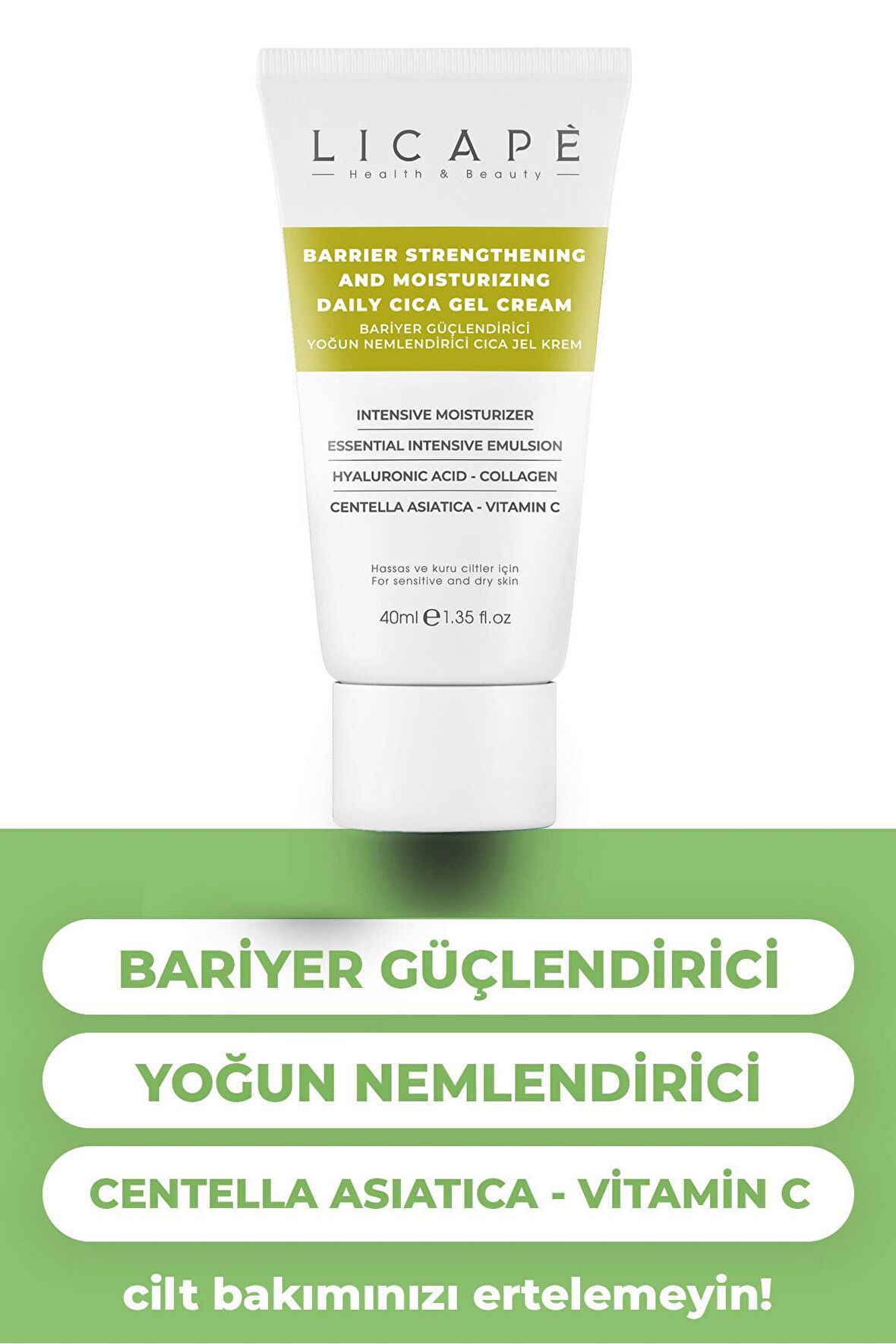 Bariyer Güçlendirici Yoğun Nemlendirici Cica Jel Krem 40ml