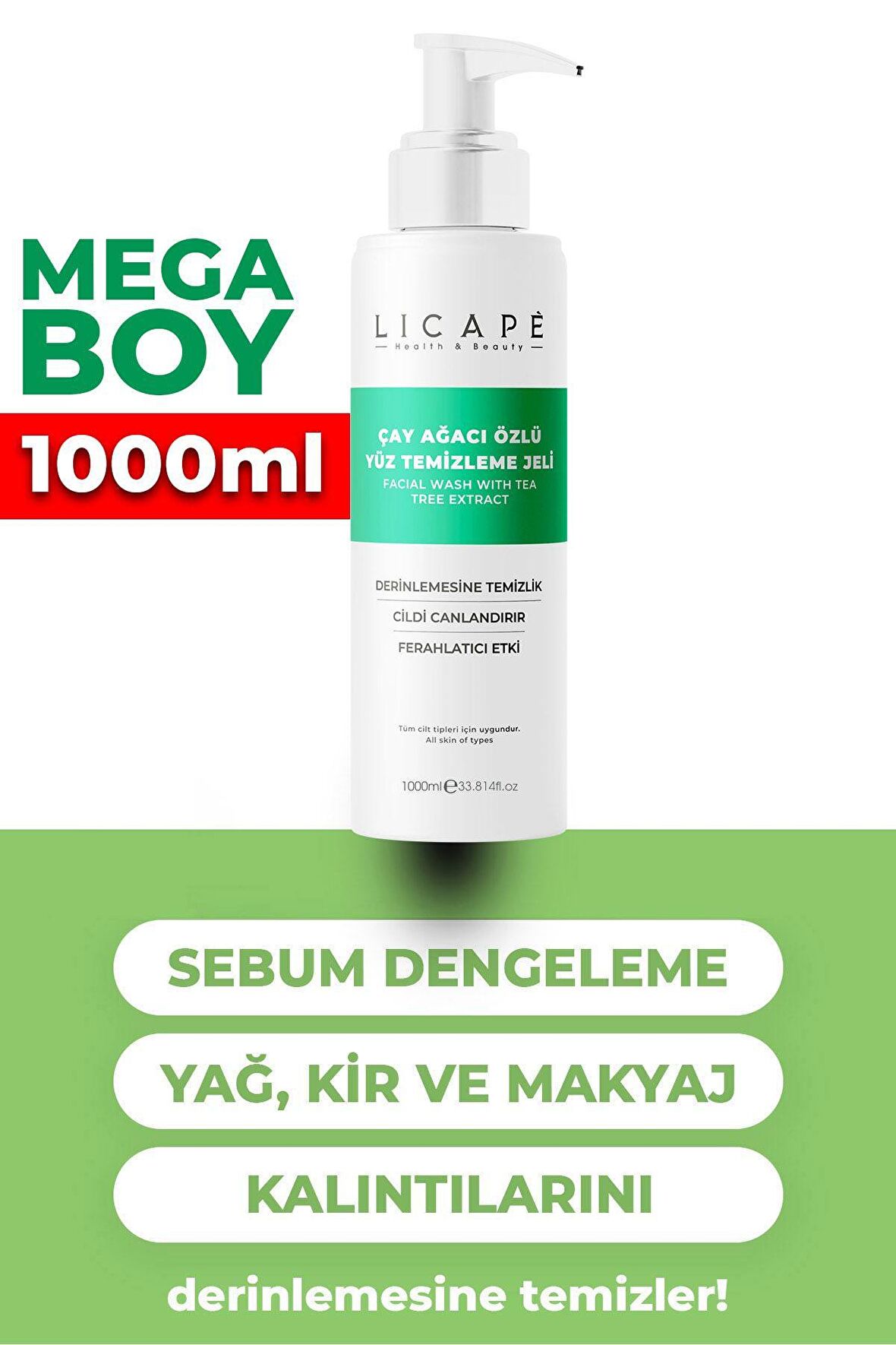 Licape Çay Ağacı Özlü Yüz Temizleme Jeli 1000 ml