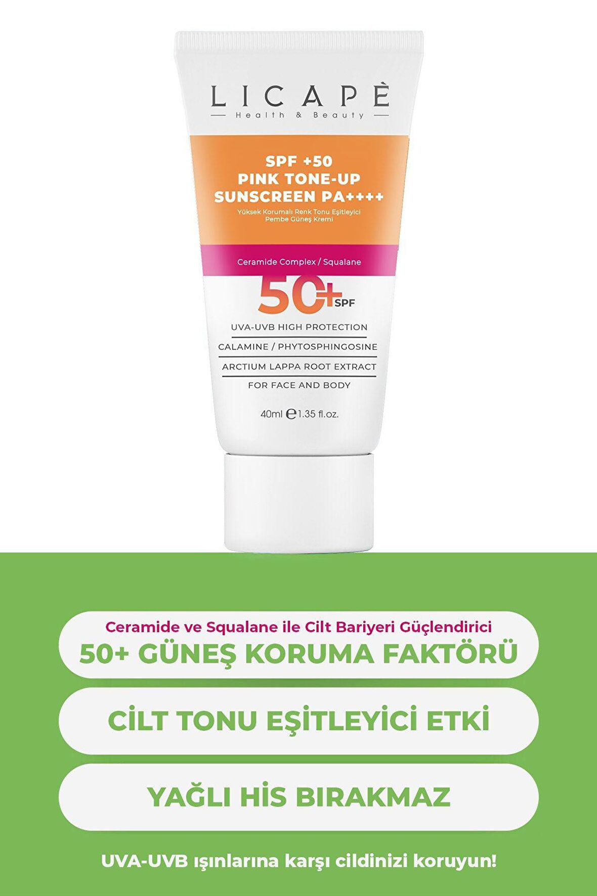 Licape Yüksek Korumalı Renk Tonu Eşitleyici Pembe Güneş Kremi 40 ml