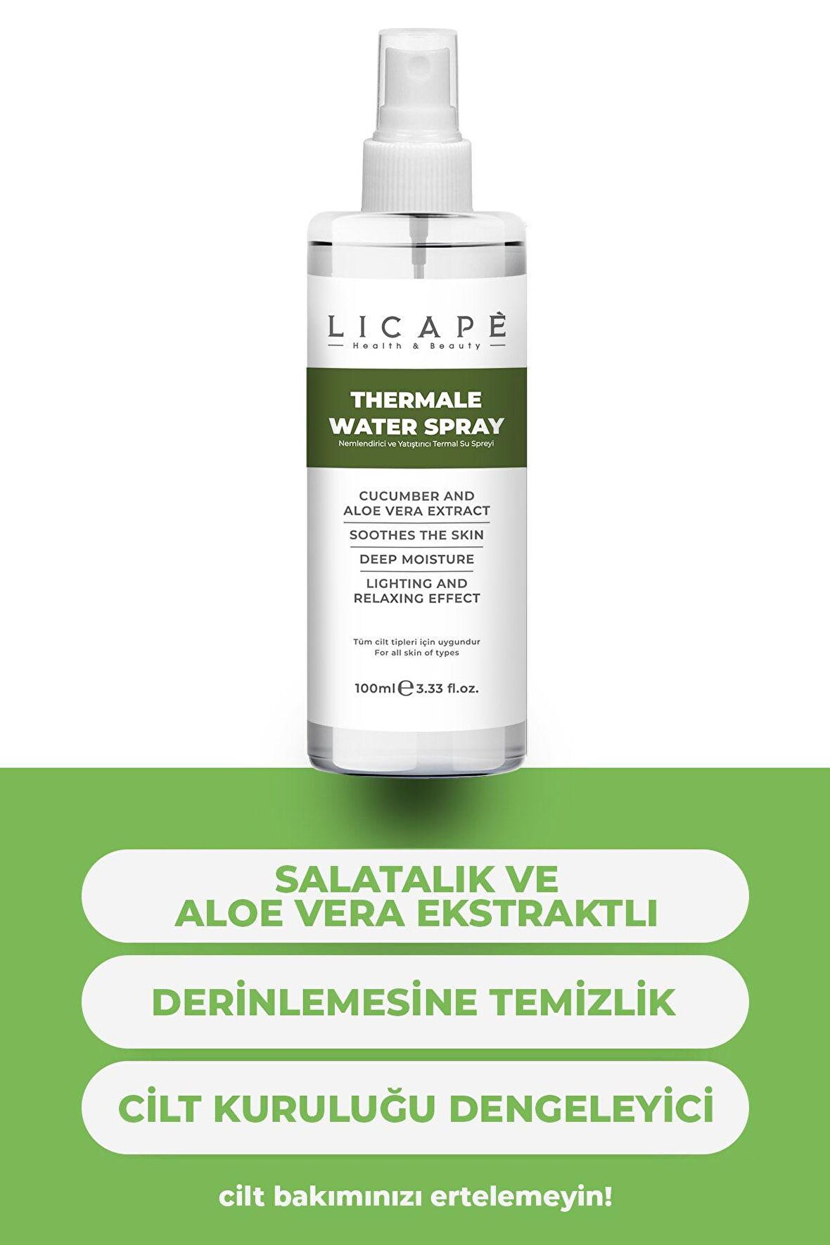 Licape Nemlendirici ve Yatıştırıcı Termal Su Spreyi 100 ml