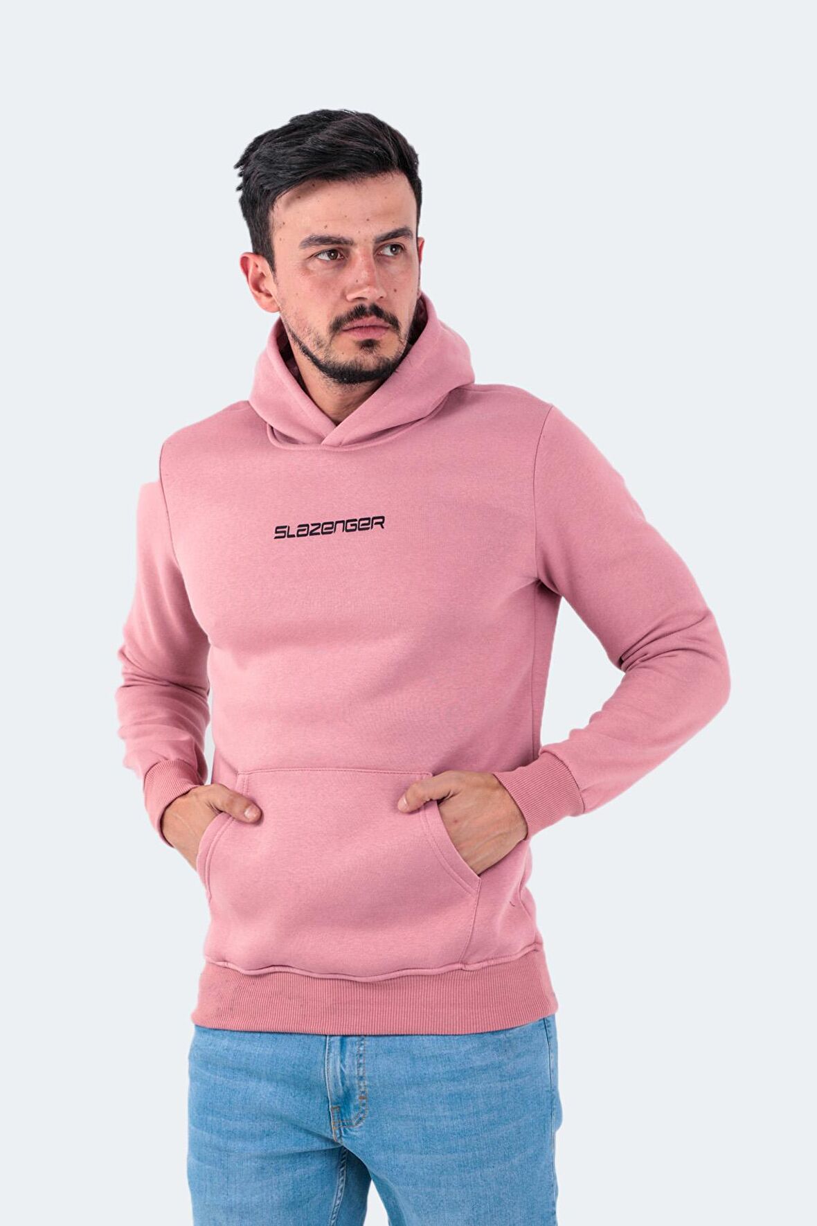 Slazenger Kapüşon Yaka Pudra Erkek Sweatshırt ST22WE100-676 BUSTER