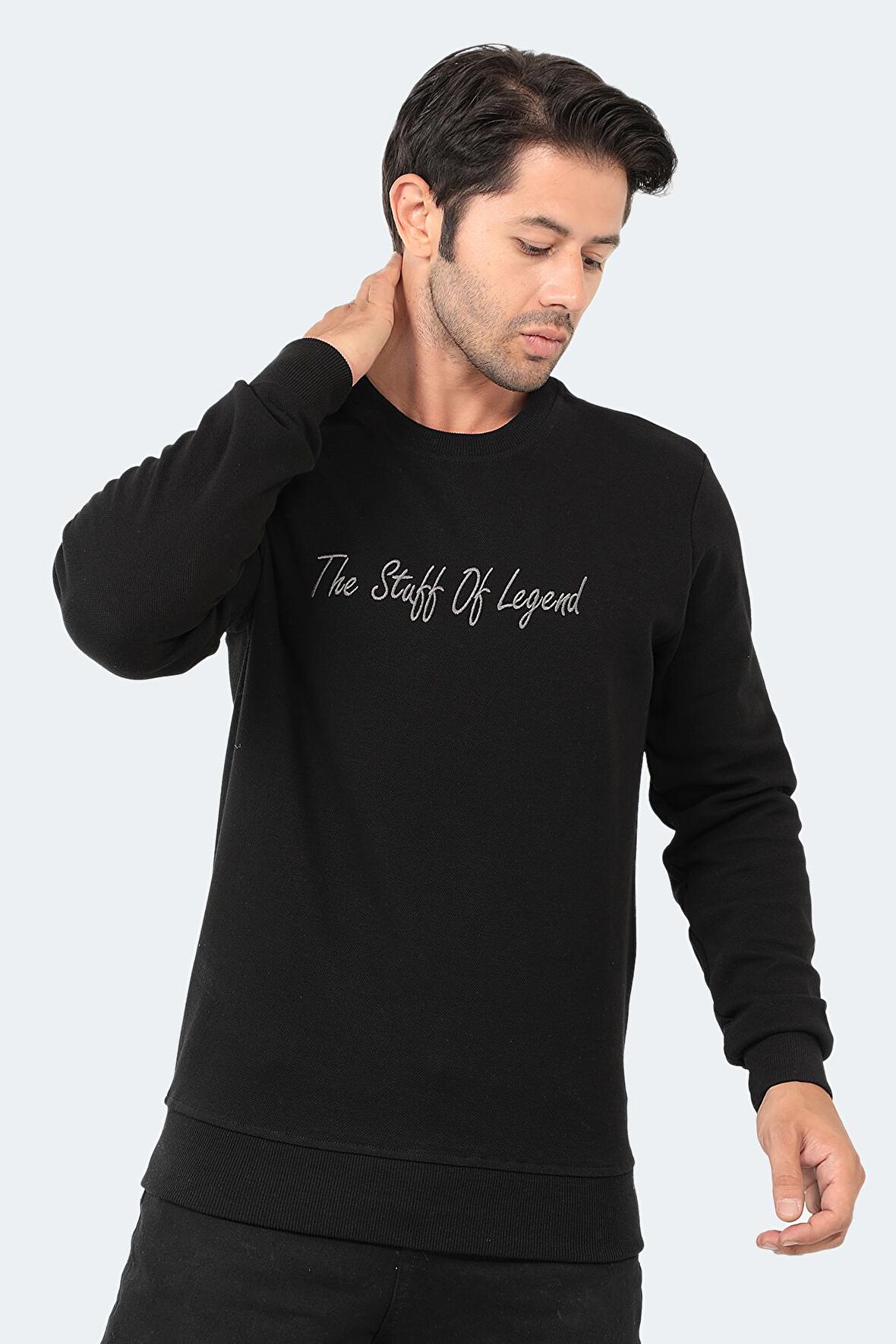 Slazenger Bisiklet Yaka Siyah Erkek Sweatshırt ST22WE103-500BAR