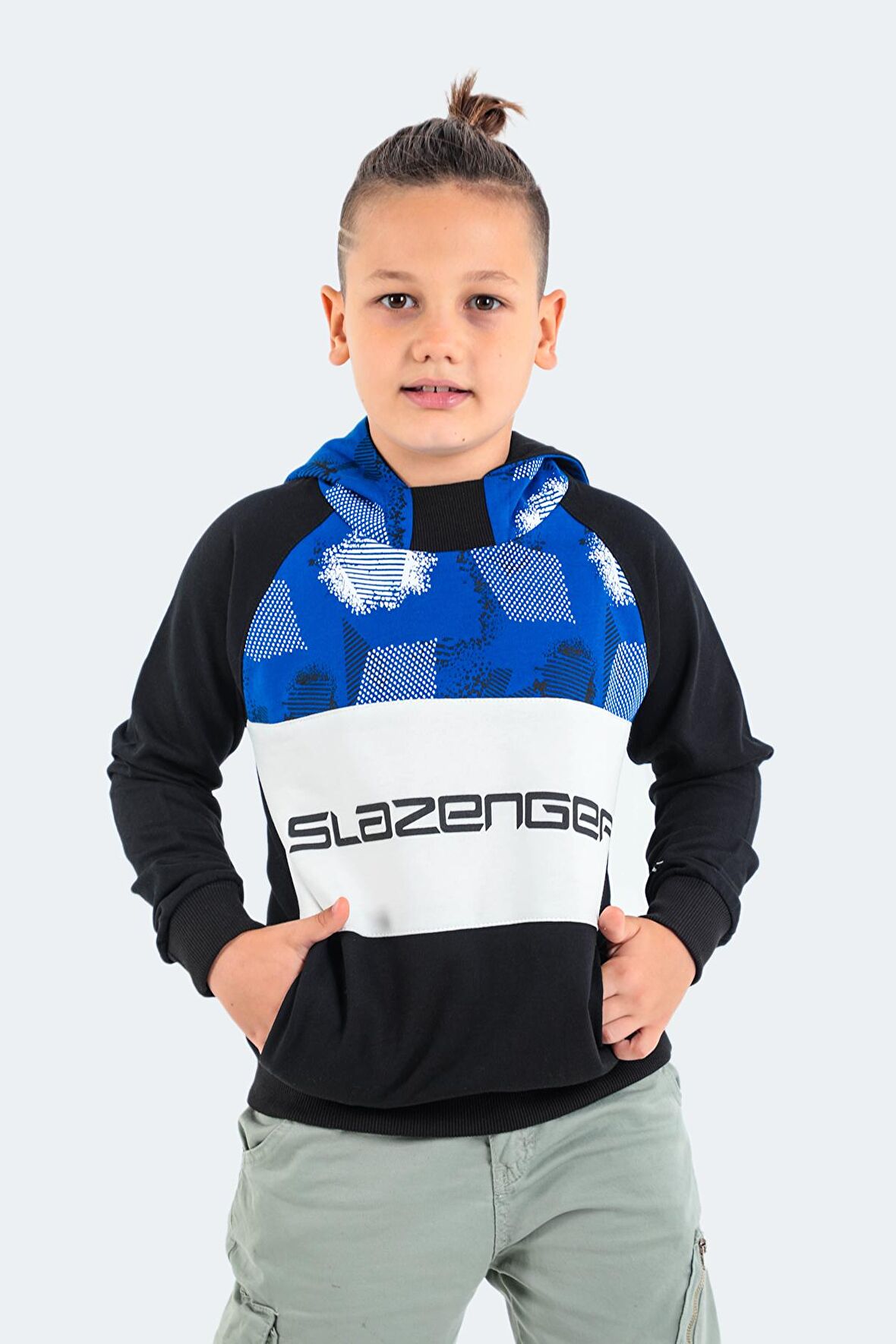 Slazenger DRAGICA IN Çocuk Kapüşonlu Cepli Siyah Sweatshirt
