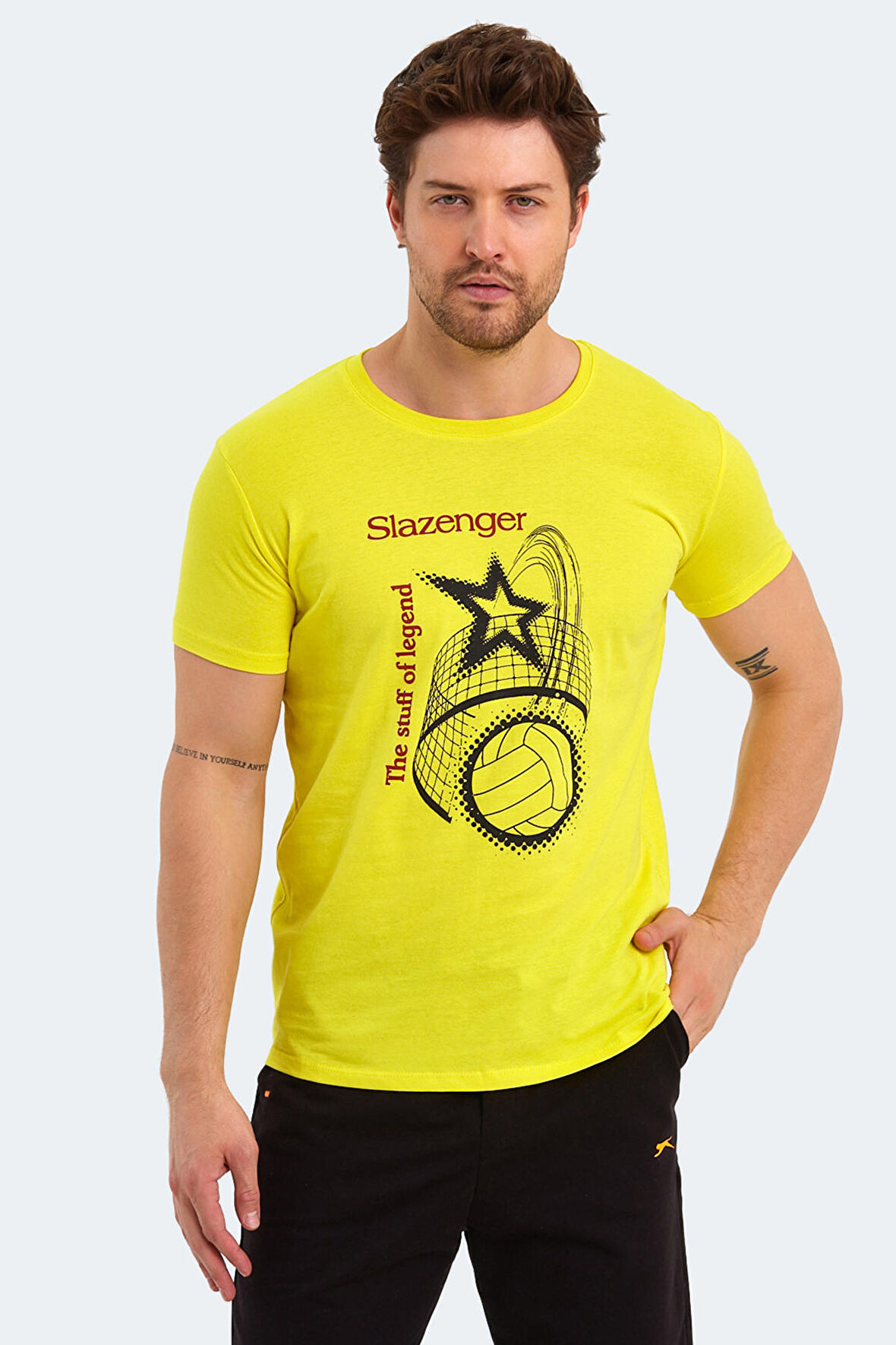 Slazenger KARNEN Erkek Kısa Kol T-Shirt Açık Sarı