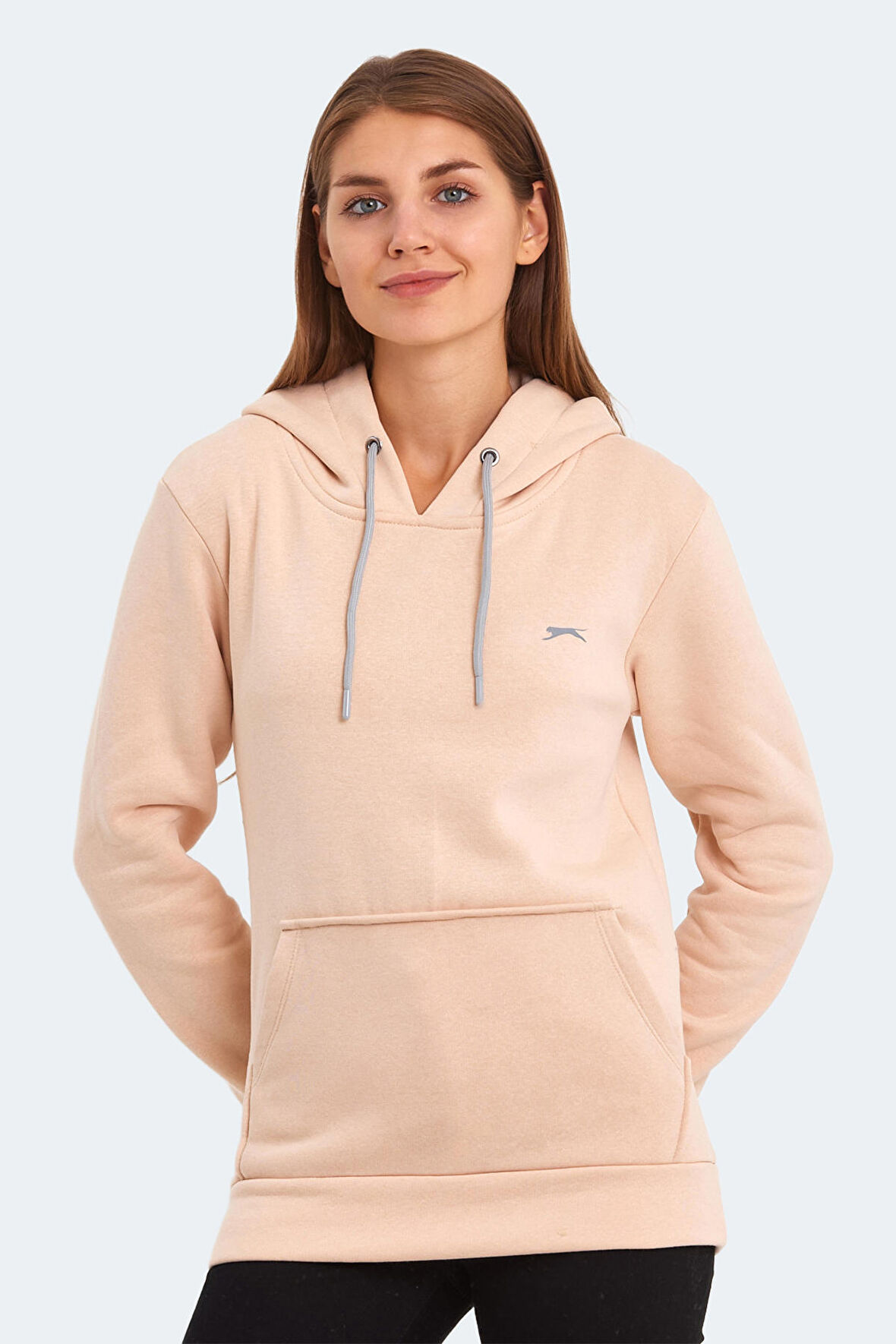 Slazenger KESHIAN IN Kadın Kapüşonlu Cepli Bej Sweatshirt