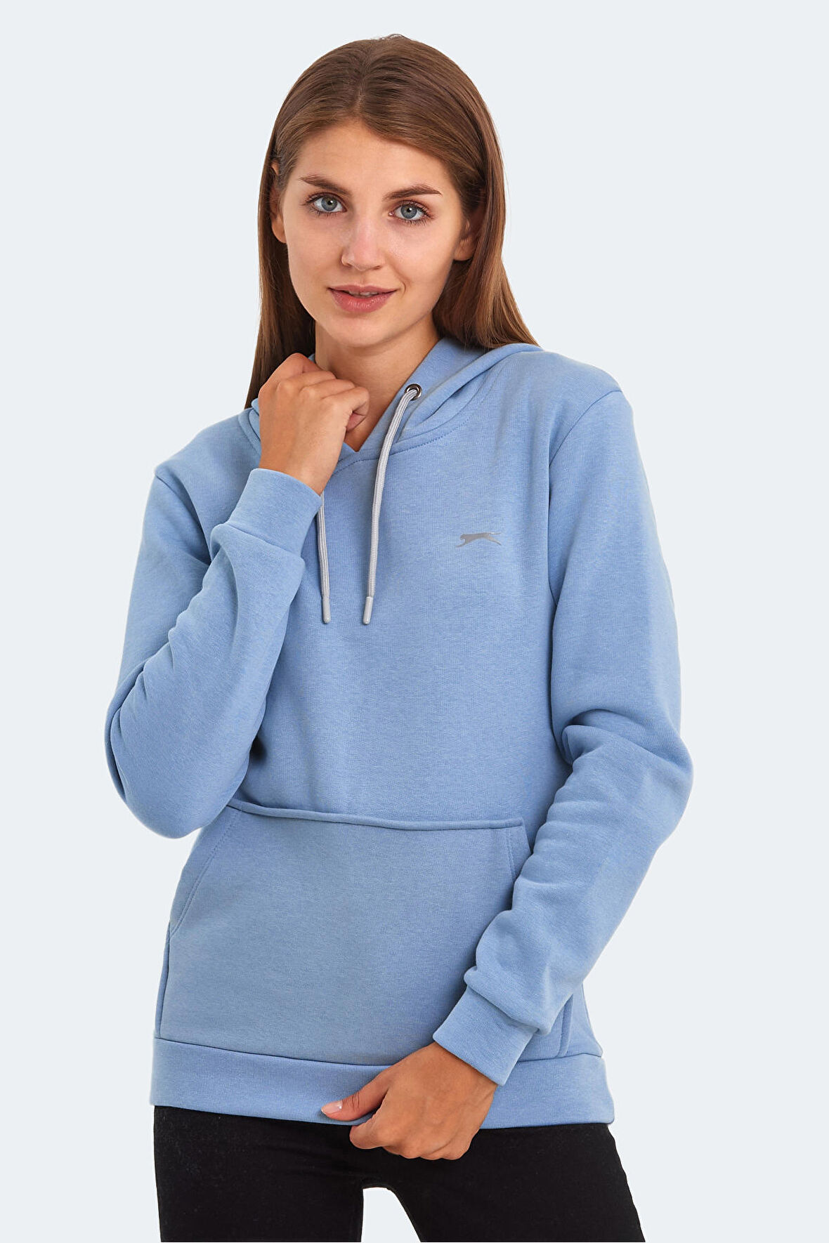Slazenger KESHIAN IN Kadın Kapüşonlu Cepli Mavi Sweatshirt