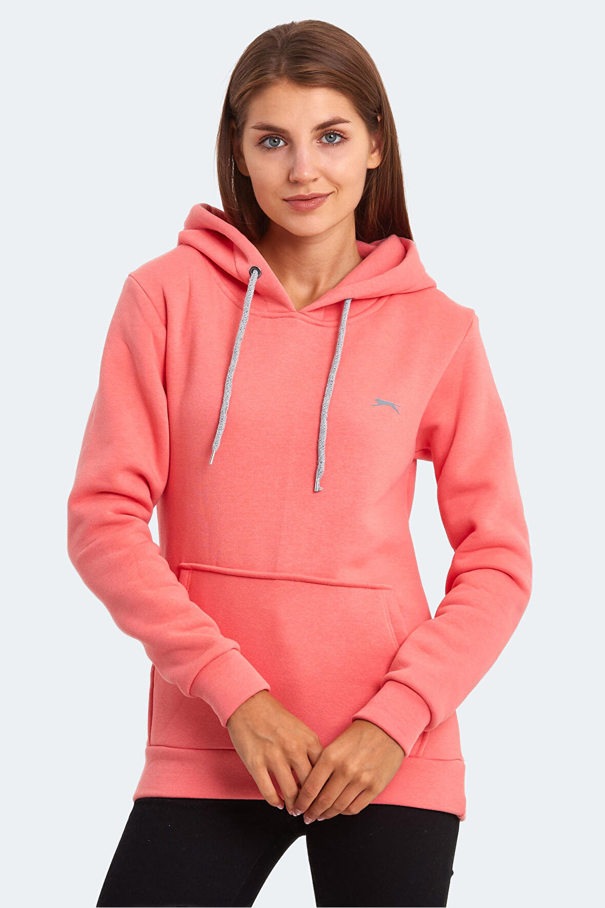 Slazenger KESHIAN IN Kadın Kapüşonlu Cepli Mercan Sweatshirt