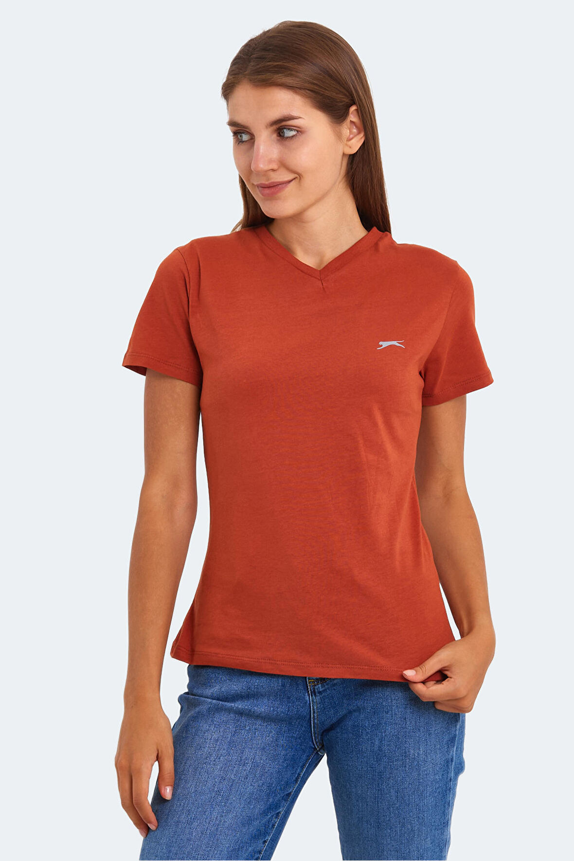 Slazenger KRISTEN I Kadın V Yaka Kiremit Tişört