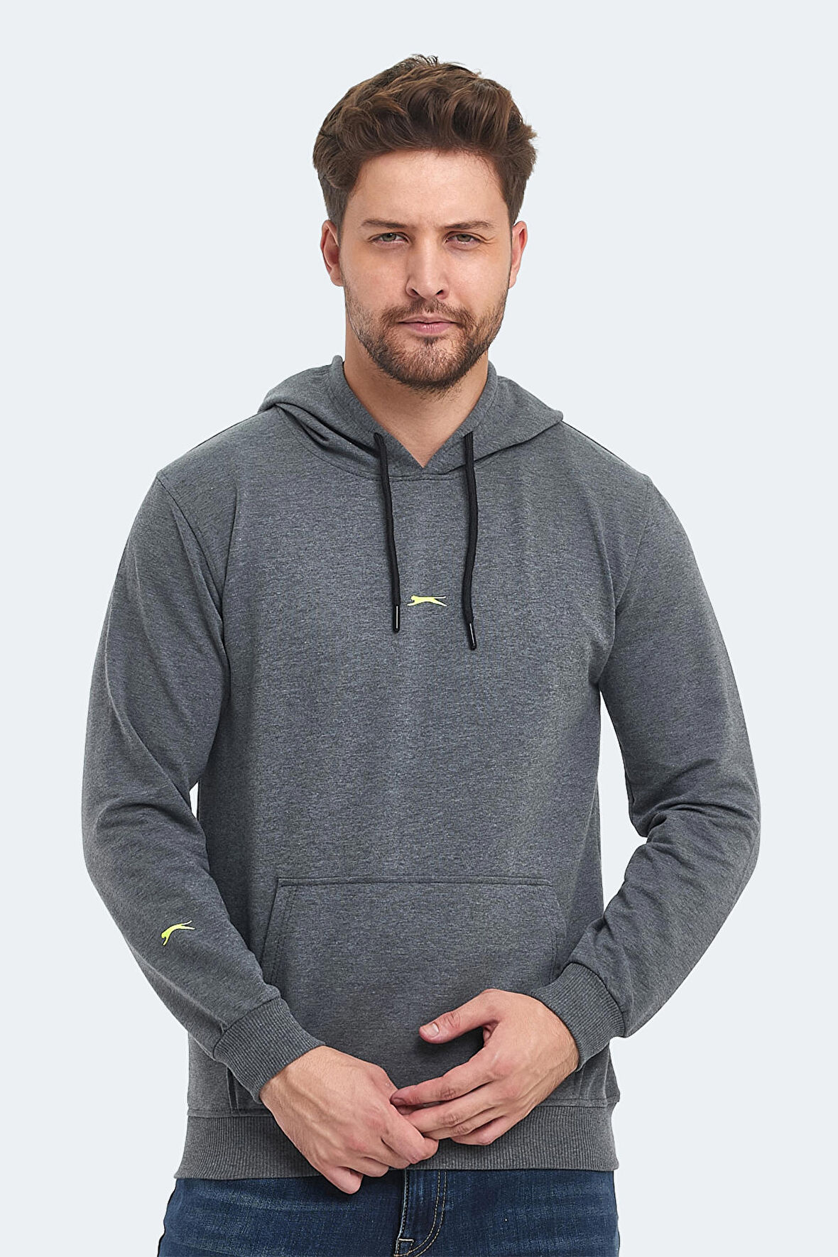 Slazenger OSLO IN Erkek Kapüşonlu Cepli Koyu Gri Sweatshirt