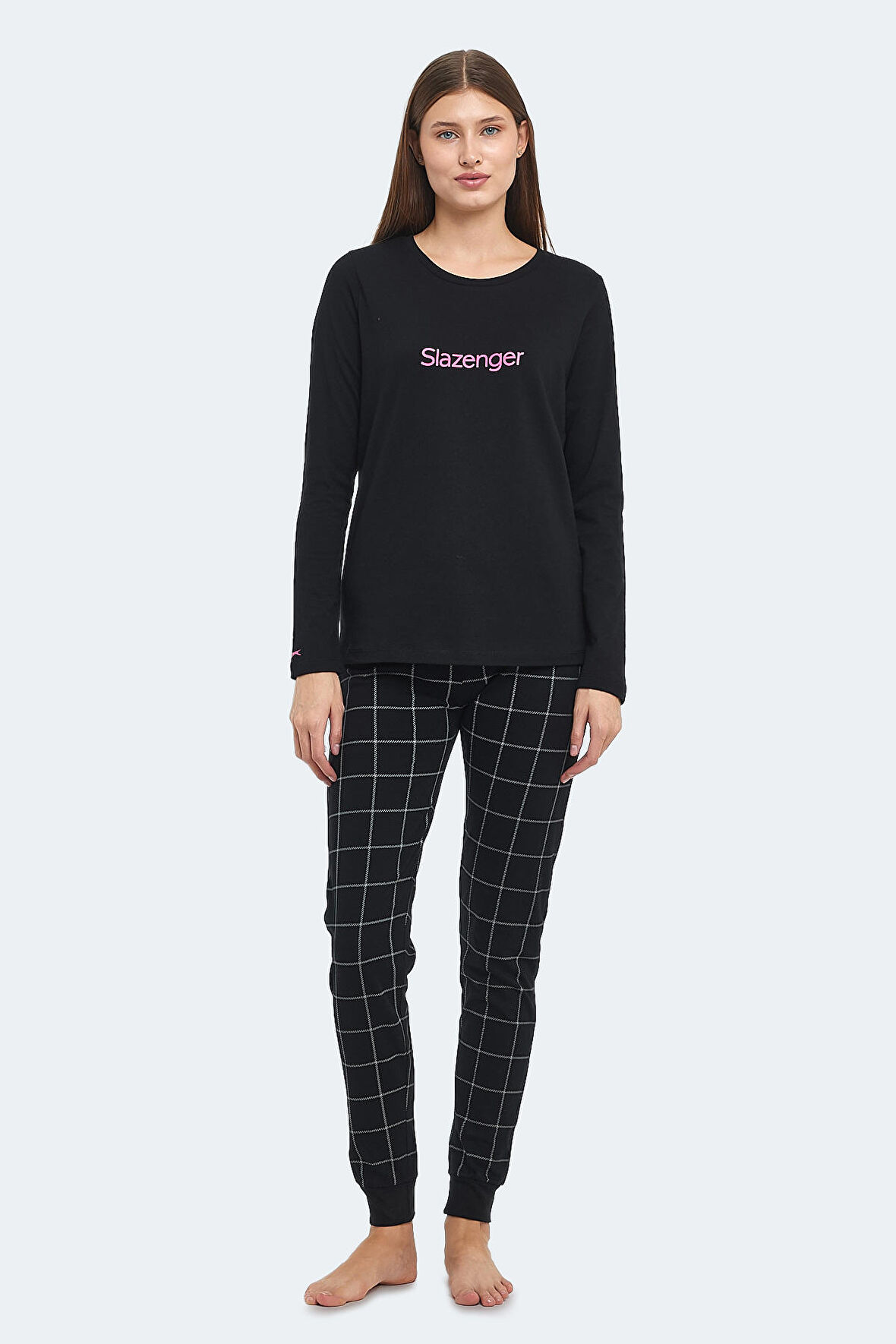 Slazenger PAOLINA IN Kadın Pamuklu Siyah / Fuşya Pijama