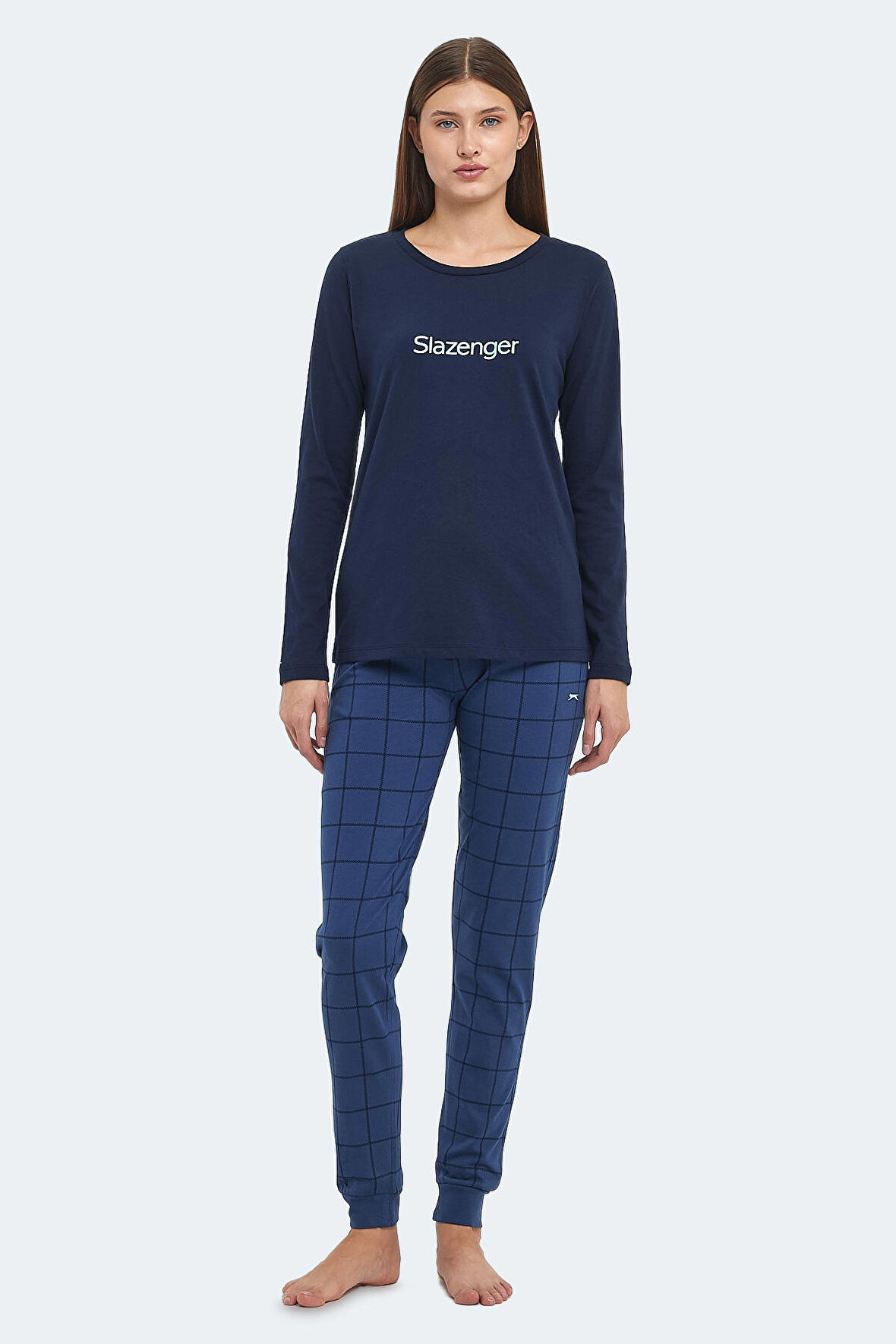 Slazenger PAOLINA IN Kadın Pamuklu Lacivert / Turkuaz Pijama