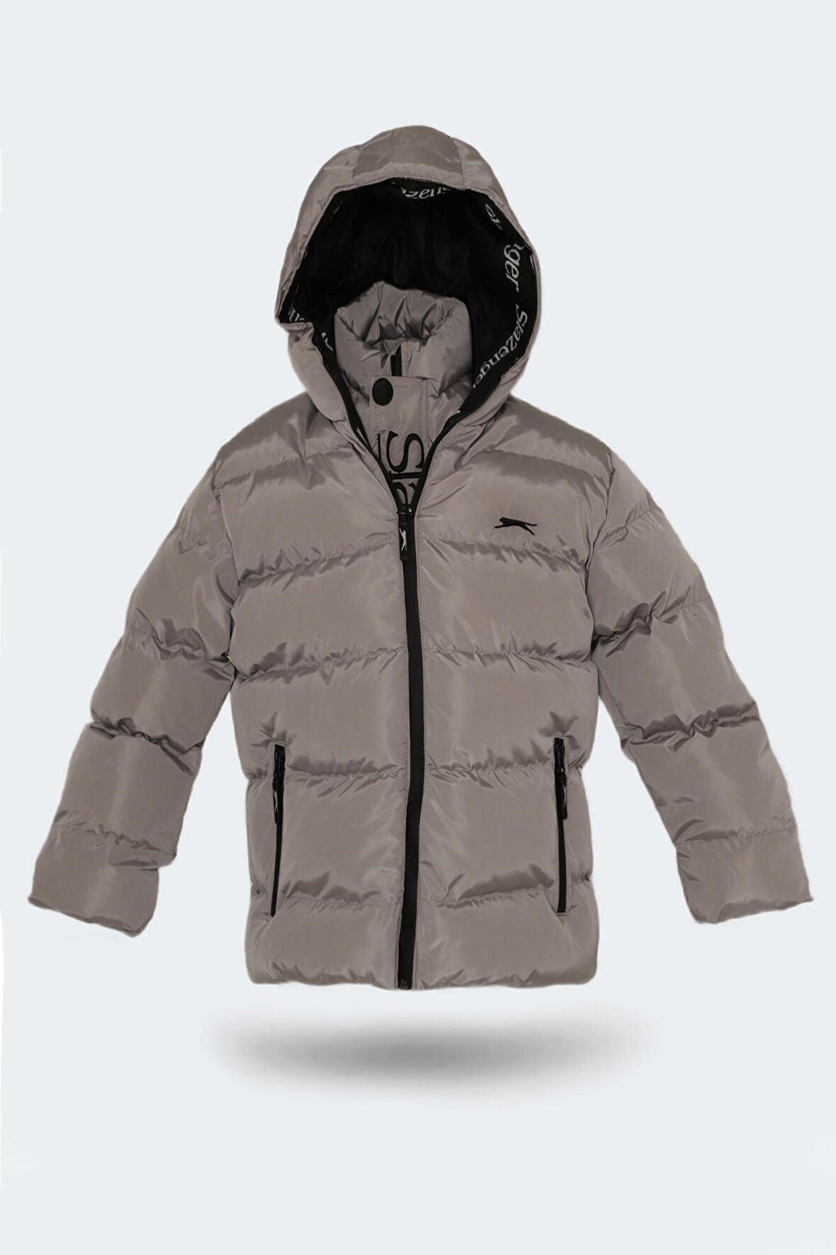 Slazenger NEONS Çocuk Kapüşonlu Şişme Taş Gri Mont & Kaban