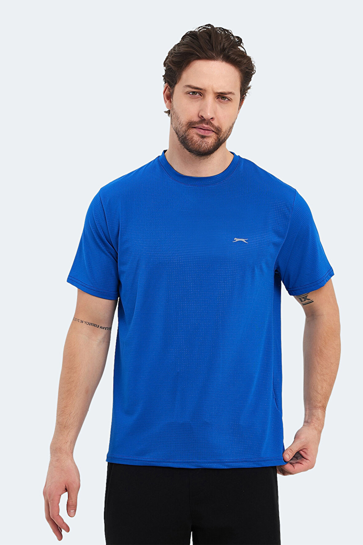 Slazenger OSWIN IN Erkek  Saks Mavi Tişört