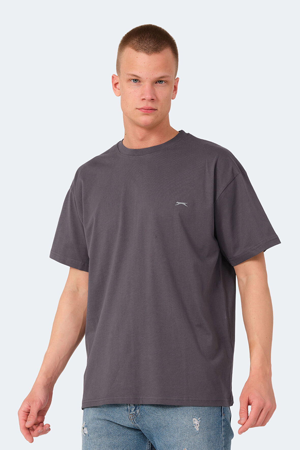 Slazenger KULANA Oversize Erkek Oversıze Koyu Gri Tişört