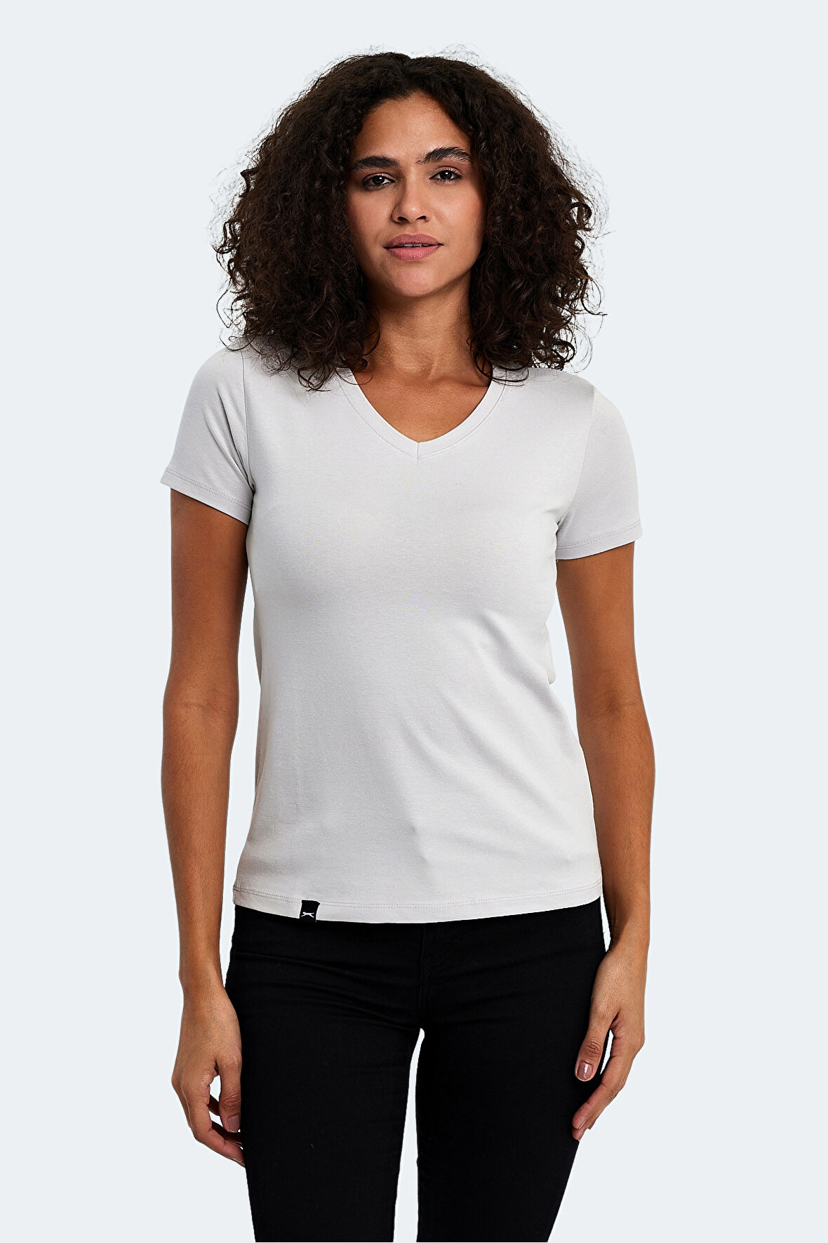 Slazenger VIVEK Kadın V Yaka Taş Gri Tişört