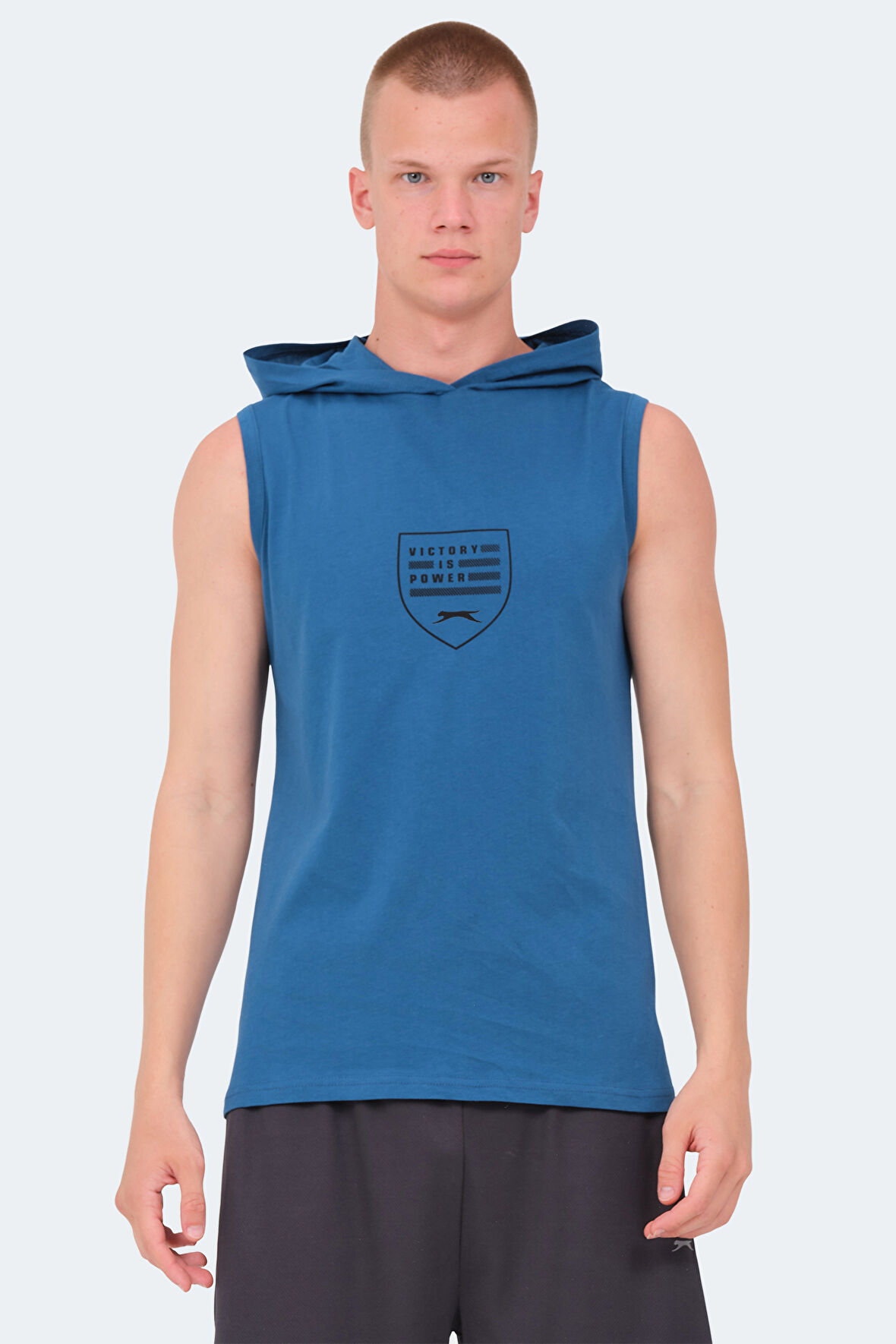 Slazenger VERSIO IN Erkek Kolsuz Baskılı Petrol Tişört