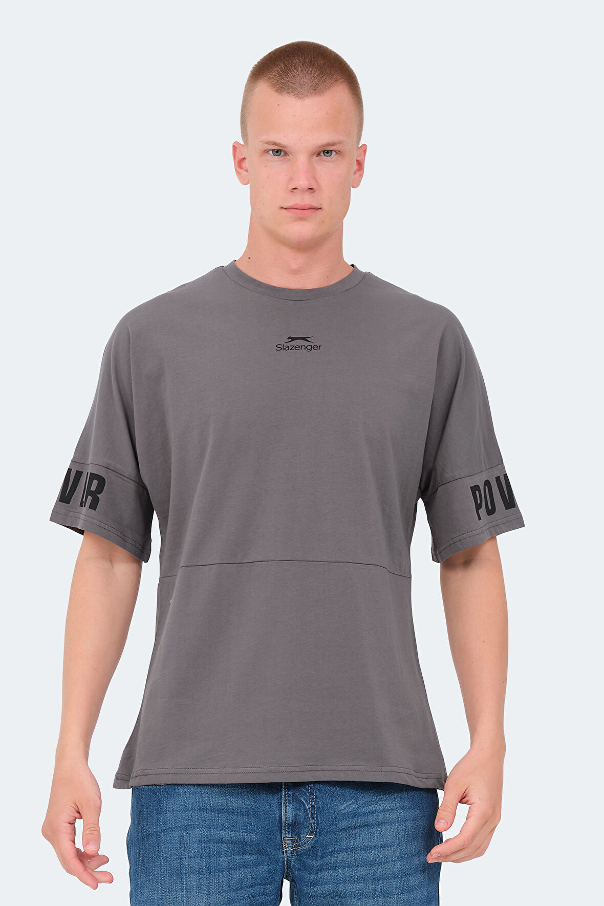Slazenger VISION Erkek Oversıze Koyu Gri Tişört