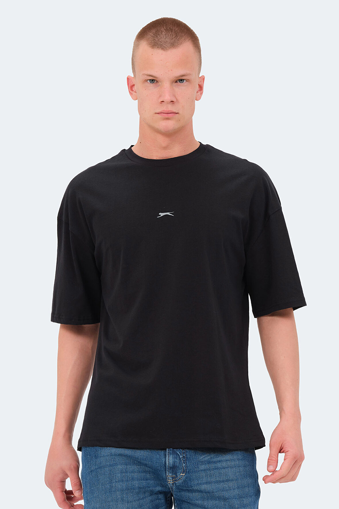 Slazenger VENETIA I Erkek Baskılı Oversıze Siyah Tişört