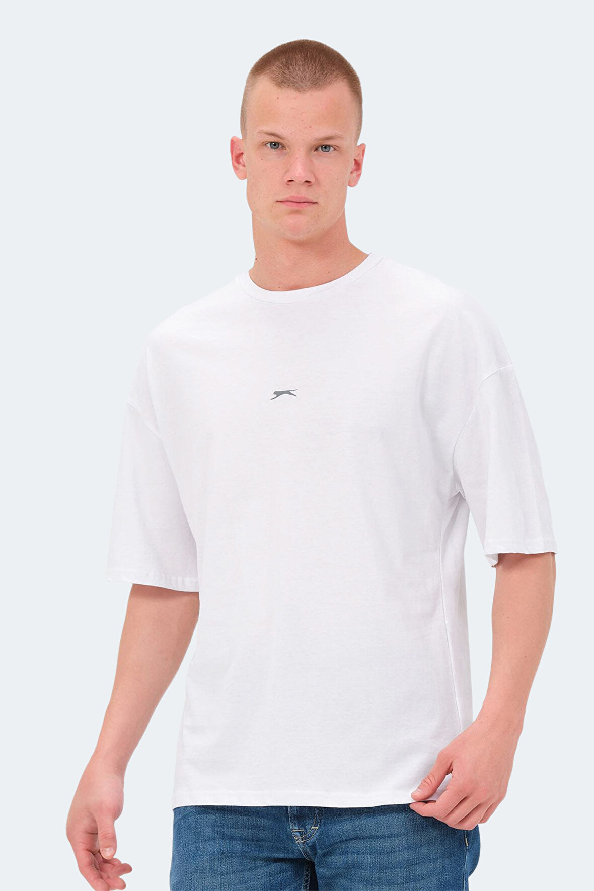 Slazenger VENETIA I Erkek Baskılı Oversıze Beyaz Tişört