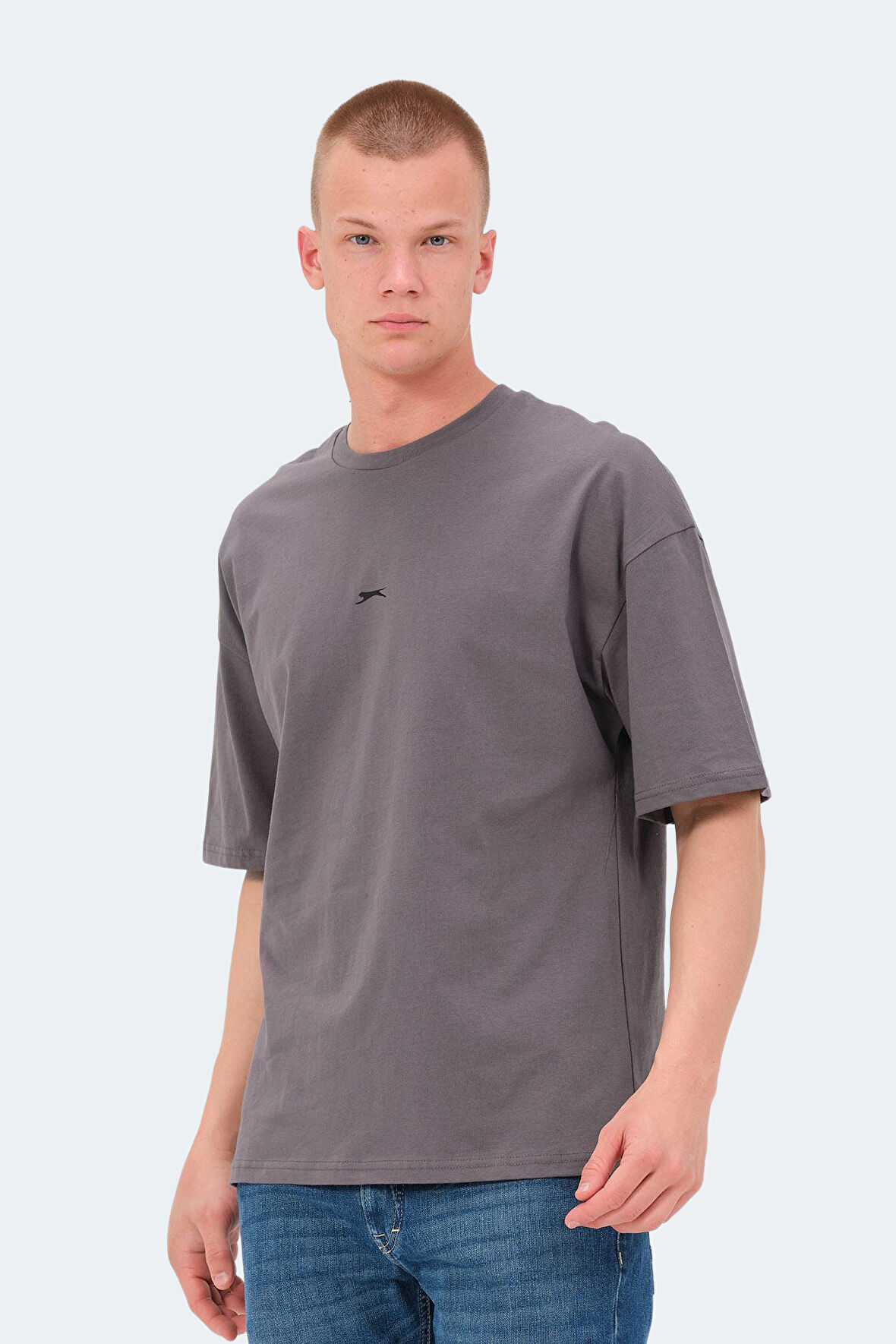 Slazenger VENETIA I Erkek Baskılı Oversıze Koyu Gri Tişört