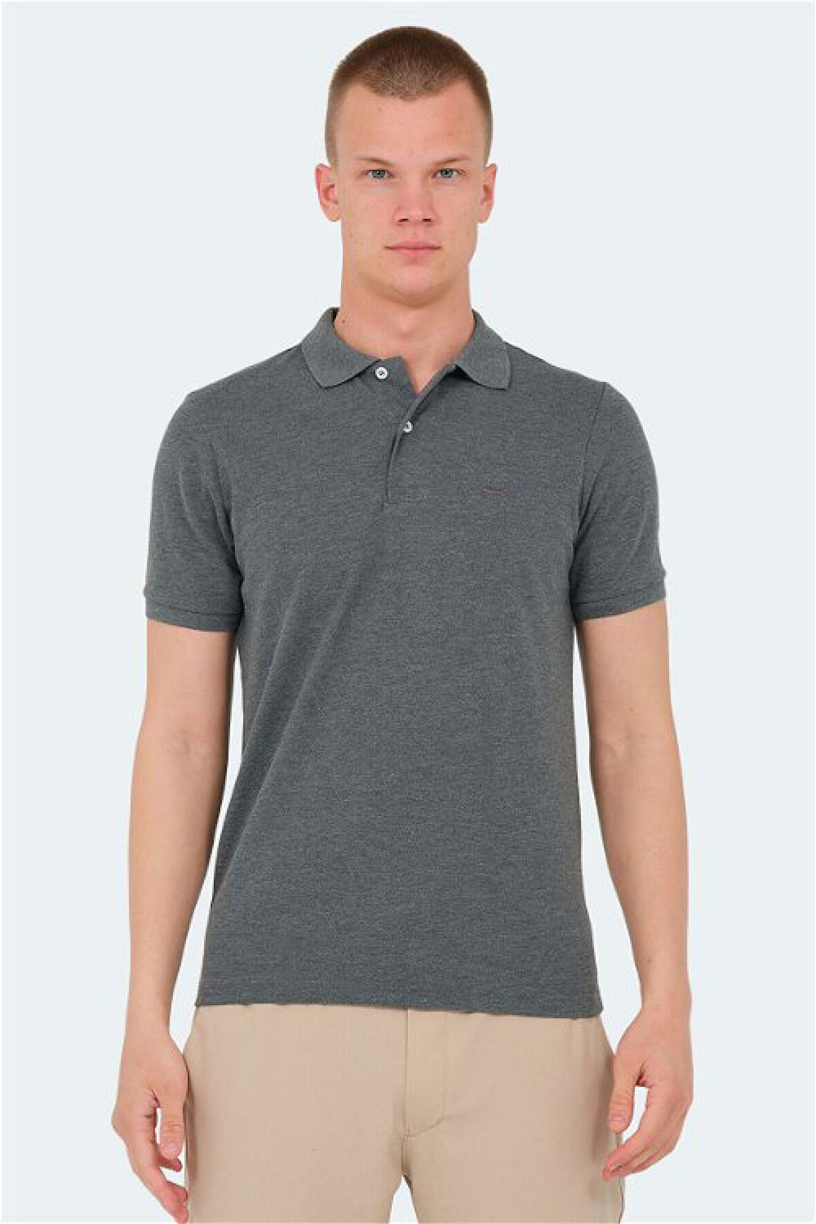 Slazenger VALE KTN Erkek Polo Yaka Antrasit Tişört