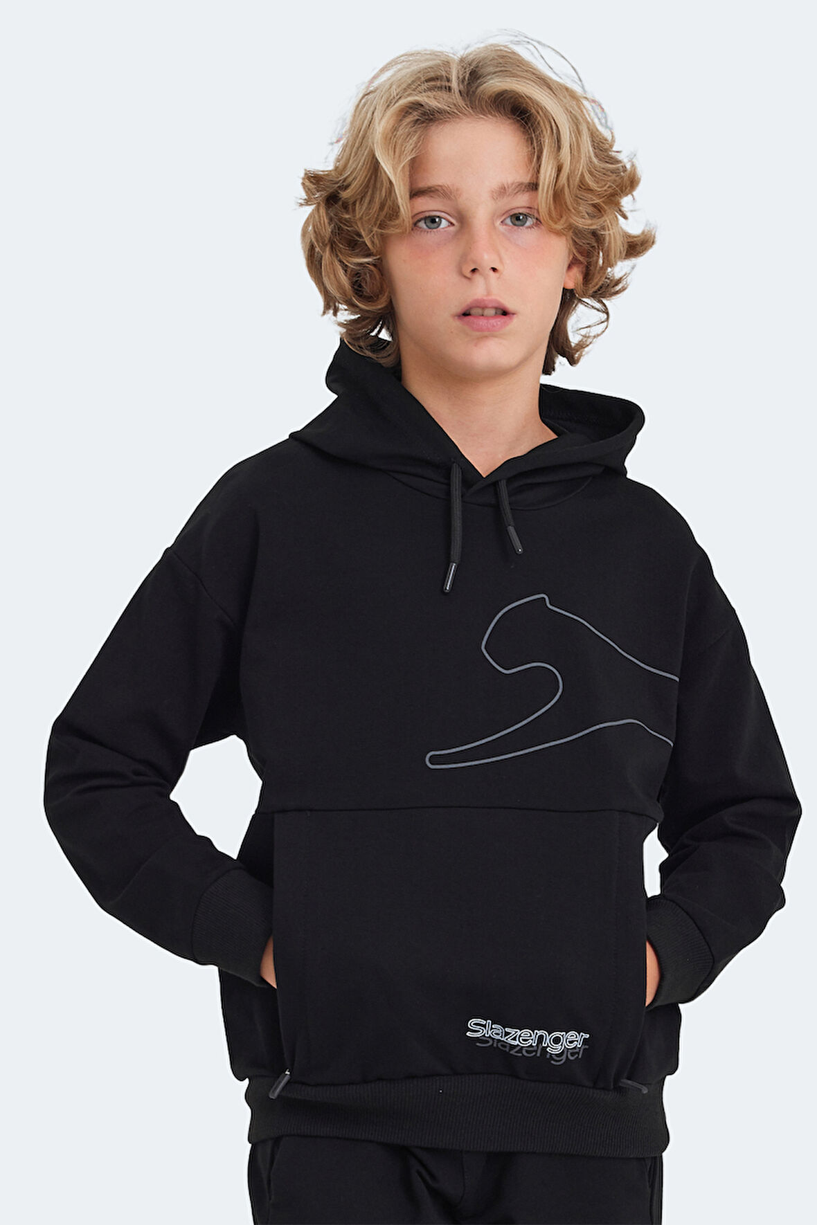 Slazenger LINK Unisex Çocuk Sweatshirt Siyah