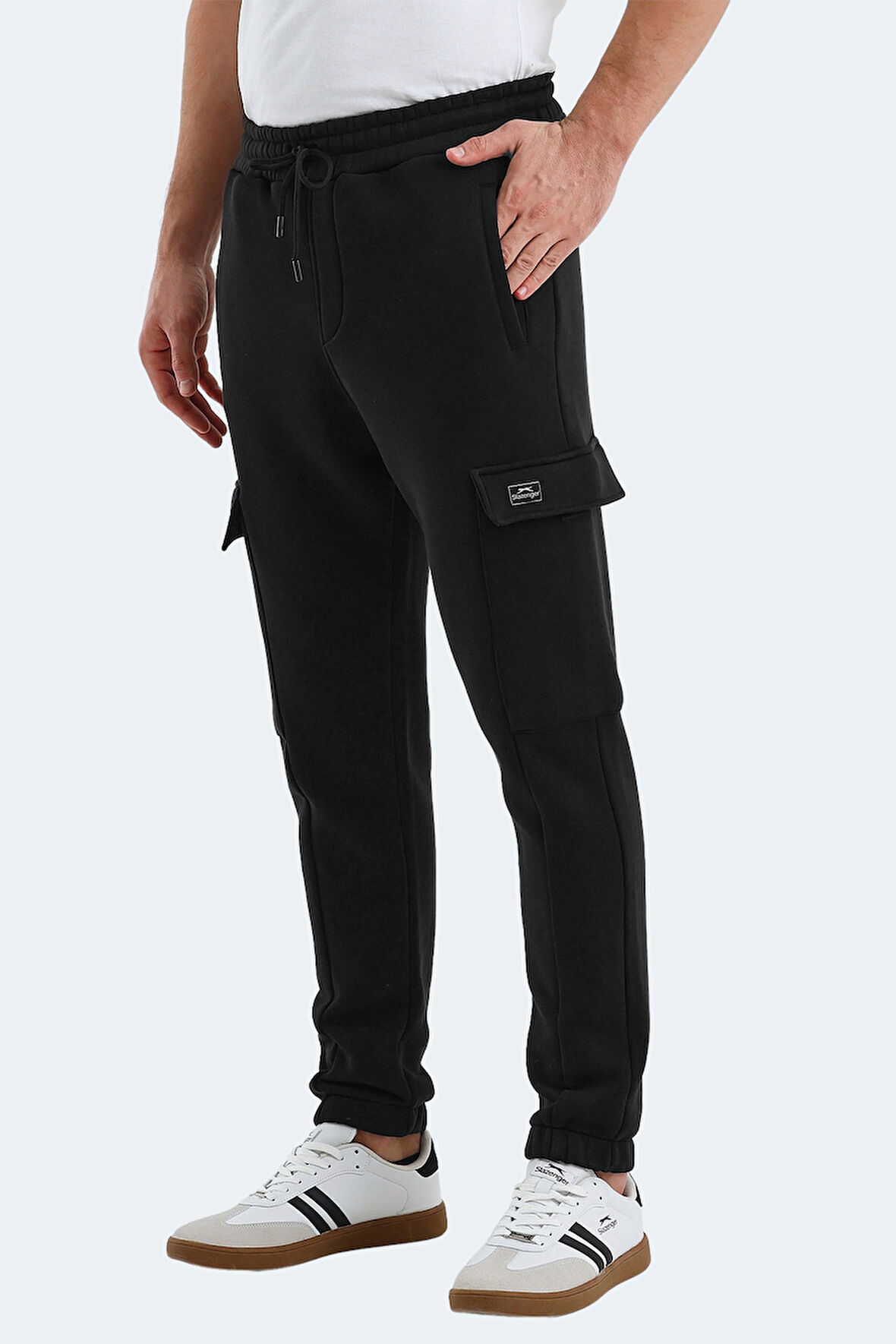Slazenger VALORA Erkek Cepli Dar Paça Siyah Eşofman Altı