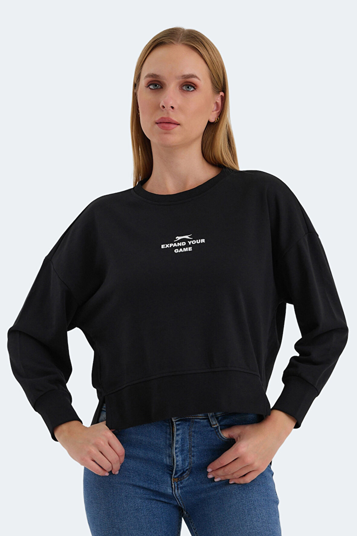 Slazenger VITAL OVERSIZE Kadın Sweatshirt Siyah