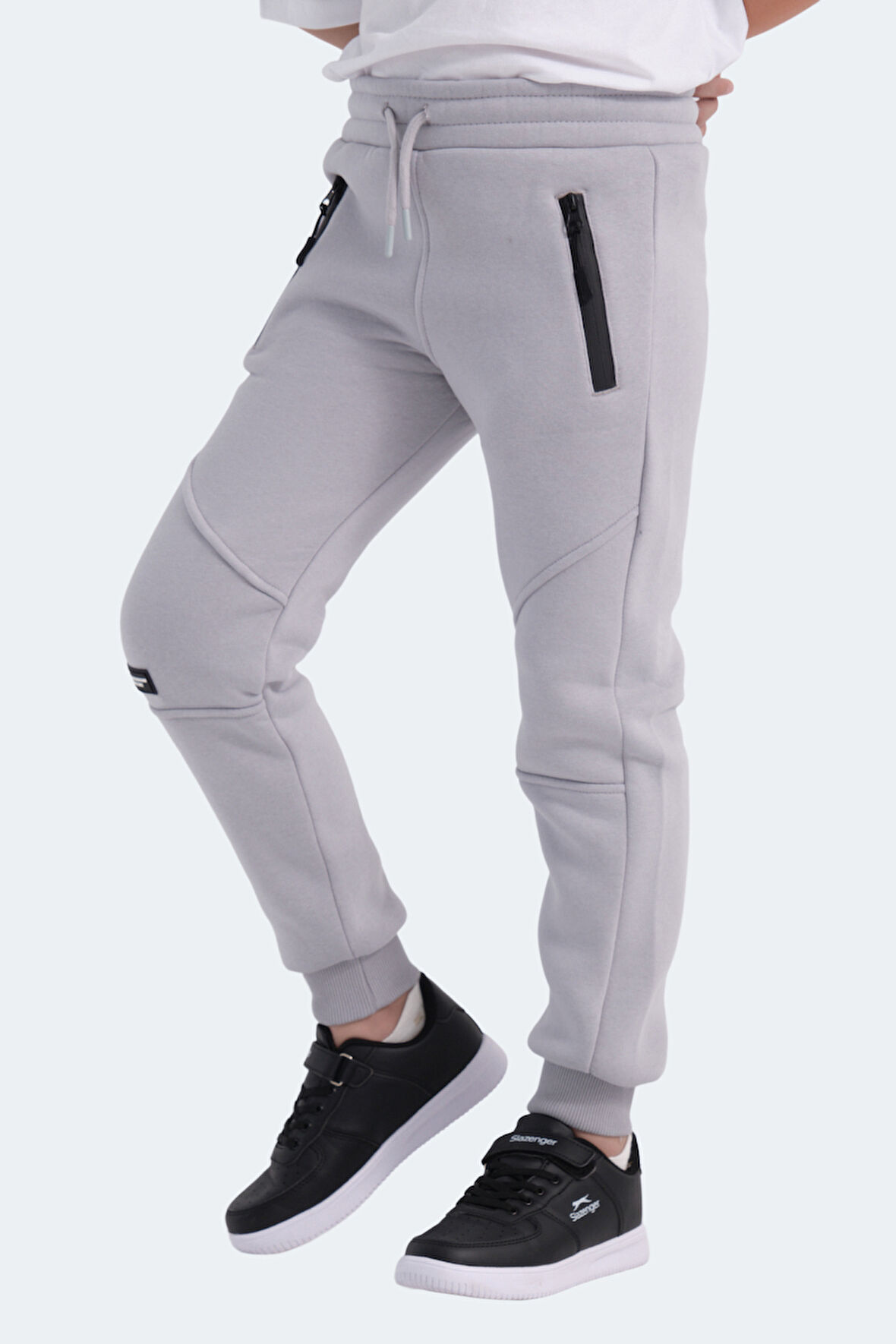 Slazenger LAMYA Çocuk Fermuar Cepli Taş Gri Eşofman Altı