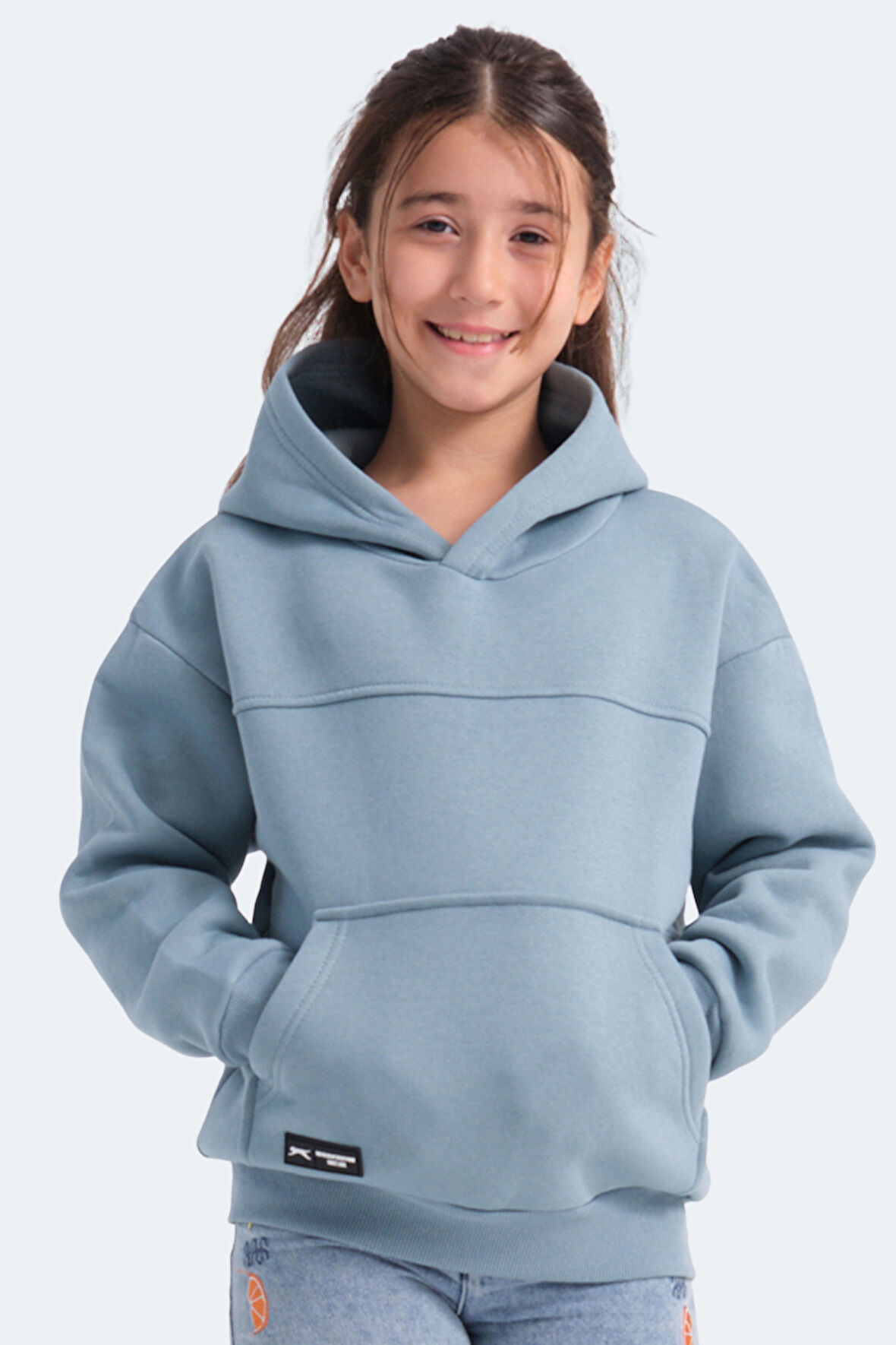 Slazenger LENE Çocuk Kapüşonlu Cepli Mavi Sweatshirt