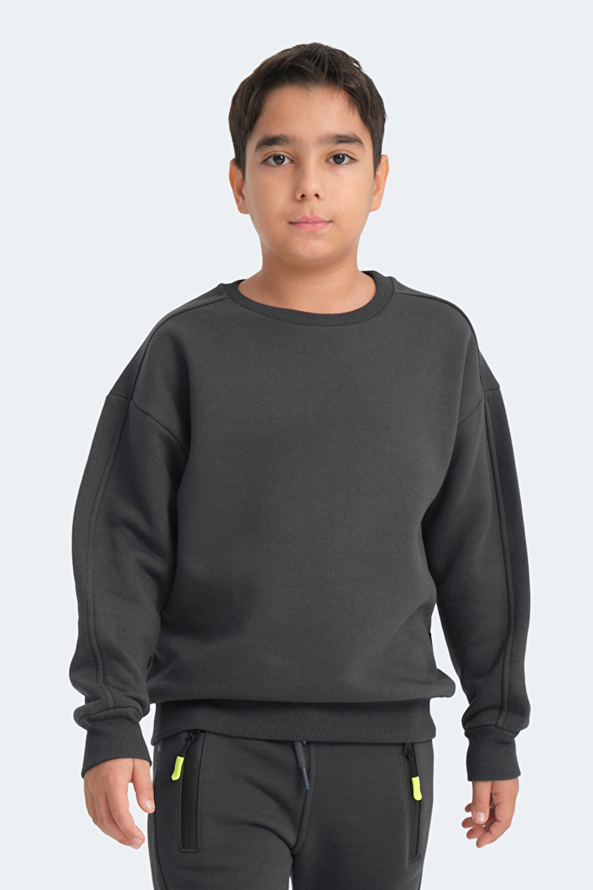 Slazenger LOGAN Unisex Çocuk Sweatshirt Koyu Gri