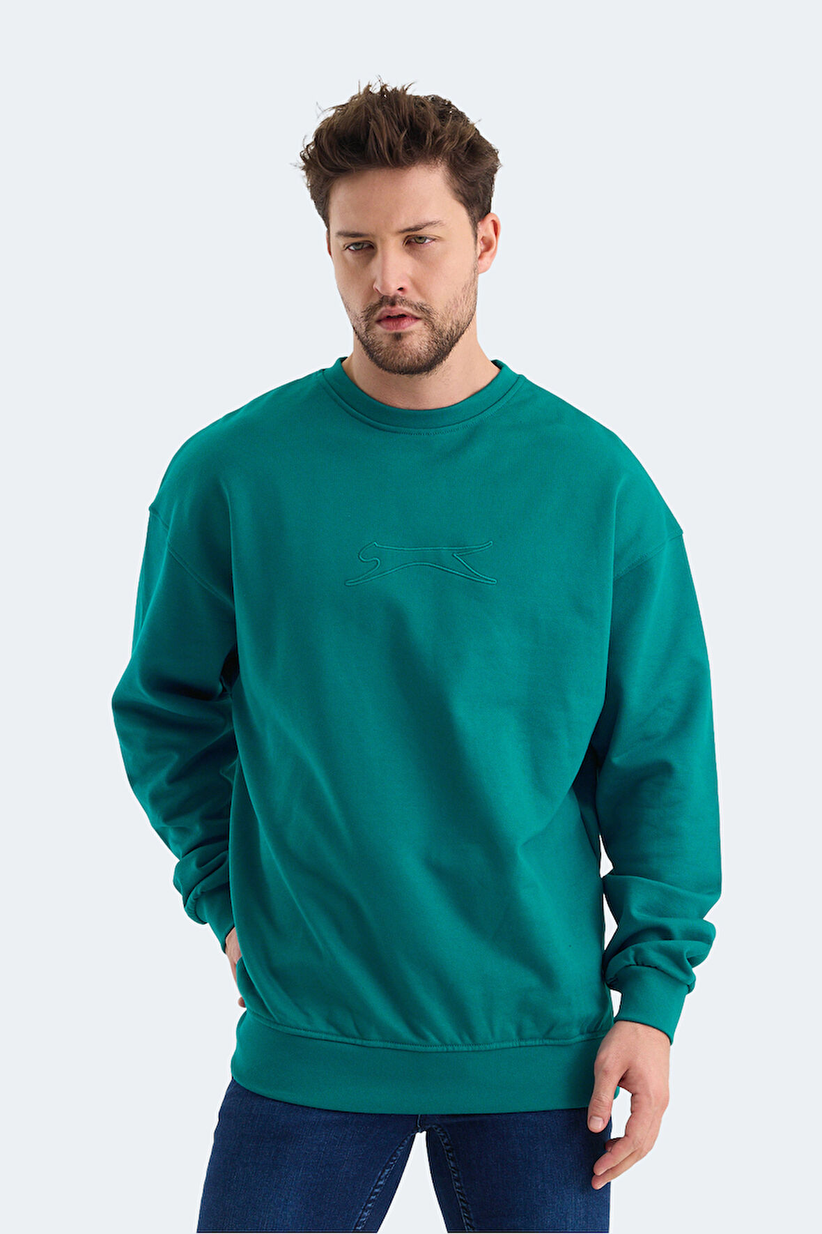 Slazenger VADIK OVERSIZE Erkek Sweatshirt Petrol