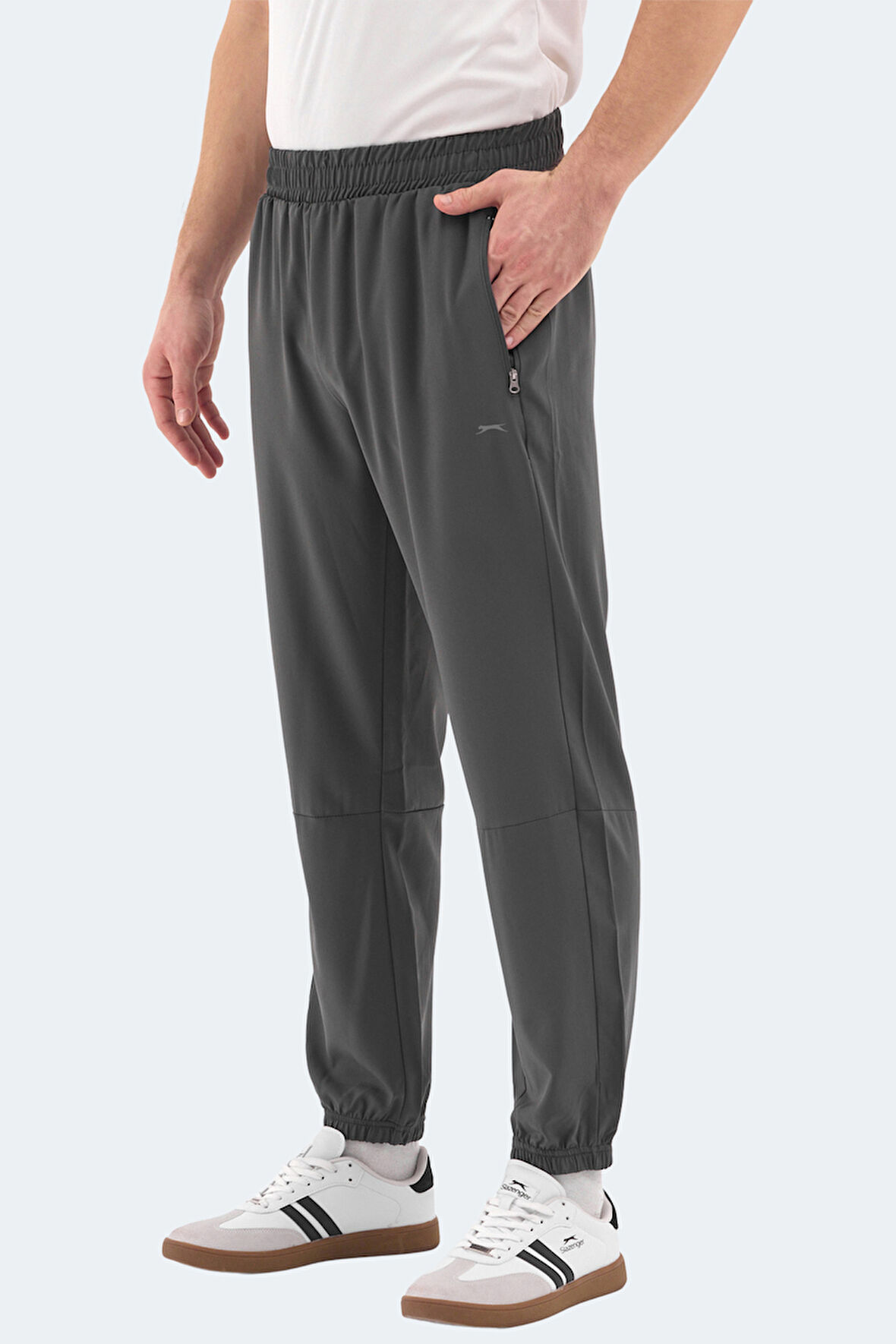 Slazenger RUSLAN Erkek Fermuar Cepli Dar Paça Koyu Gri Eşofman Altı