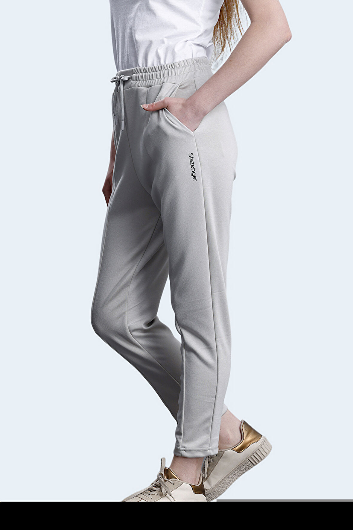 Slazenger KORBIN Kadın Cepli Dar Paça Taş Gri Eşofman Altı