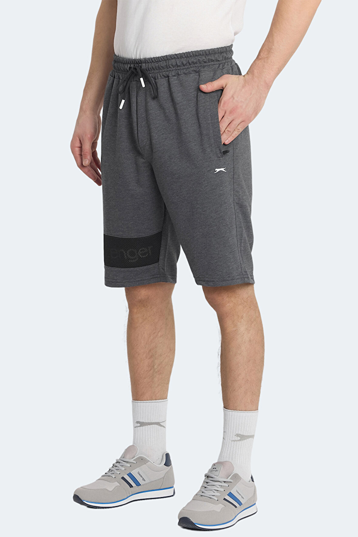 Slazenger NUKA Erkek Cepli Kapri Koyu Gri Şort