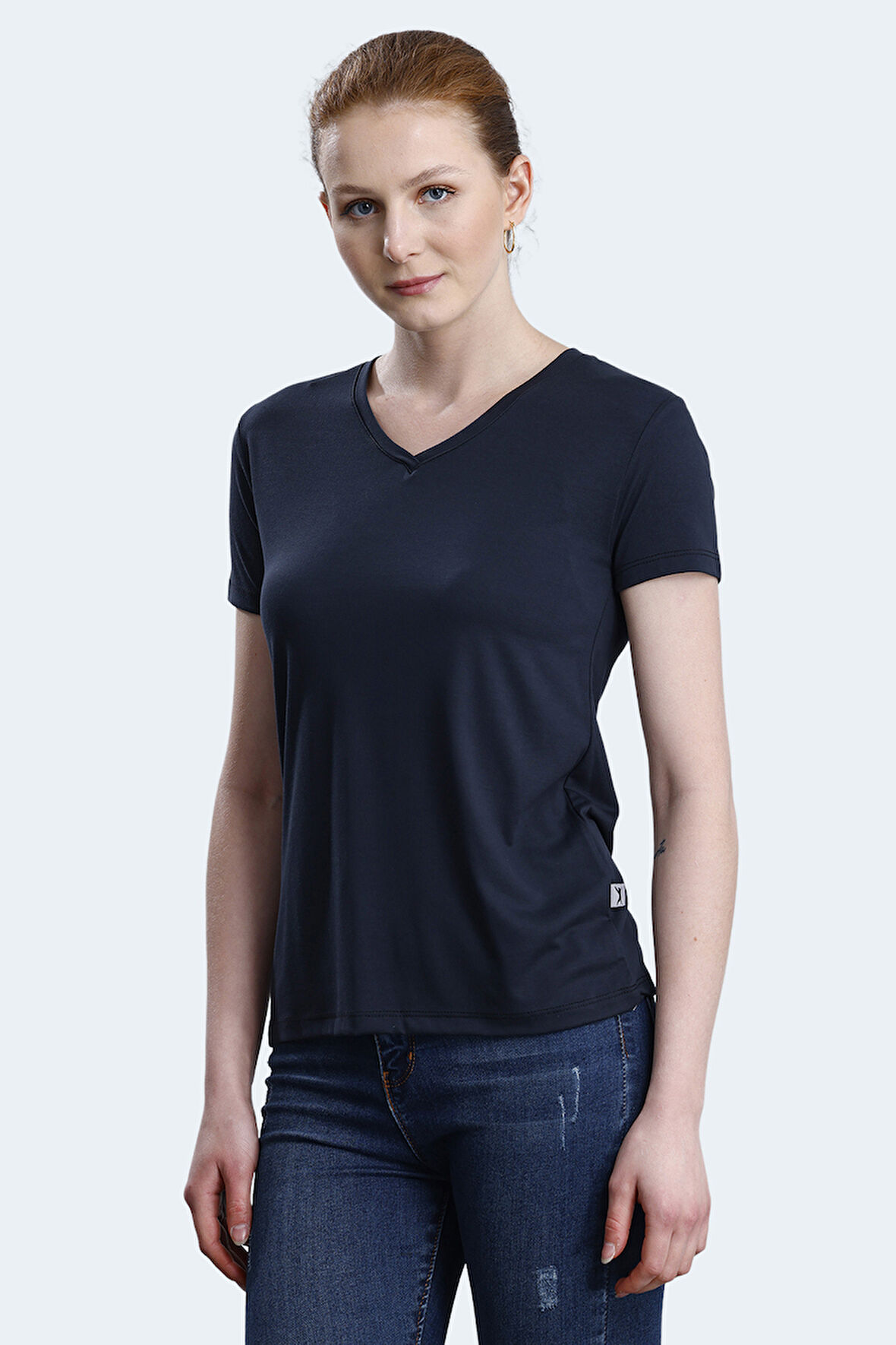 Slazenger PERICAS Kadın V Yaka Koyu Gri Tişört