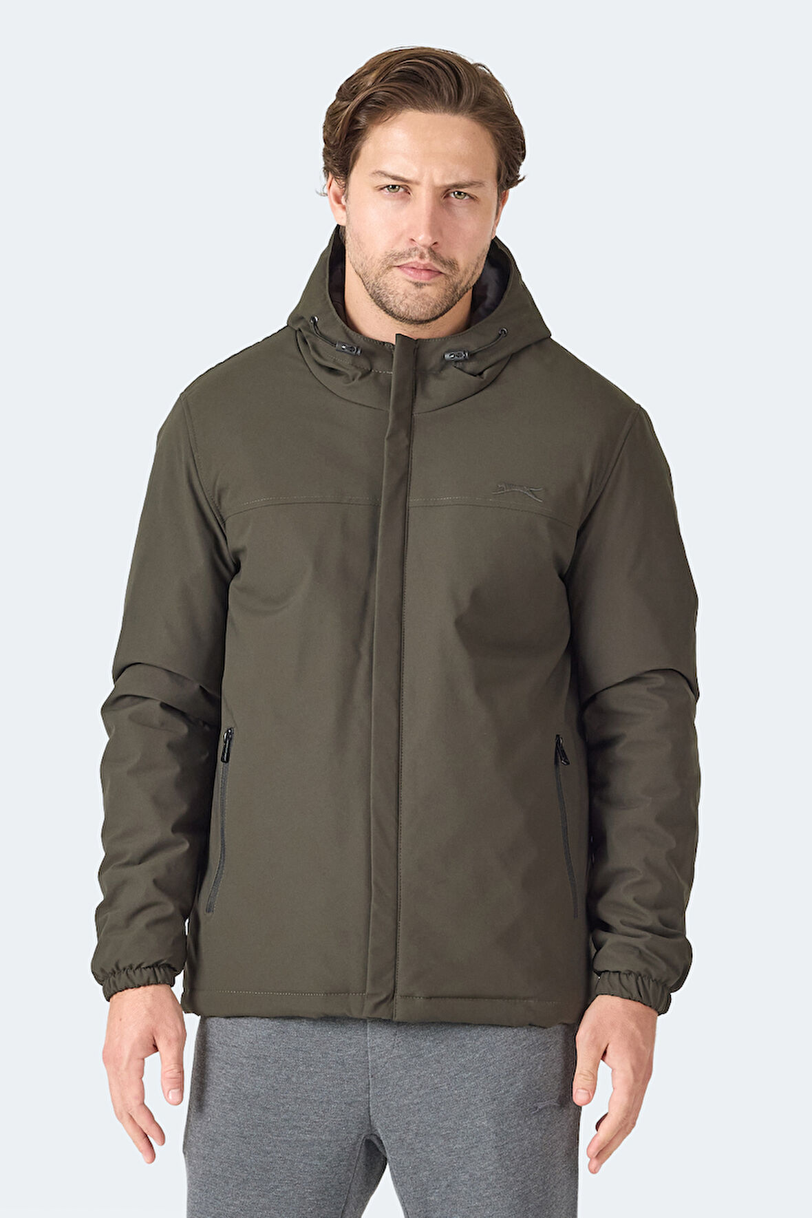 Slazenger HERNIS Erkek Kapüşonlu Fermuarlı Haki Yelek